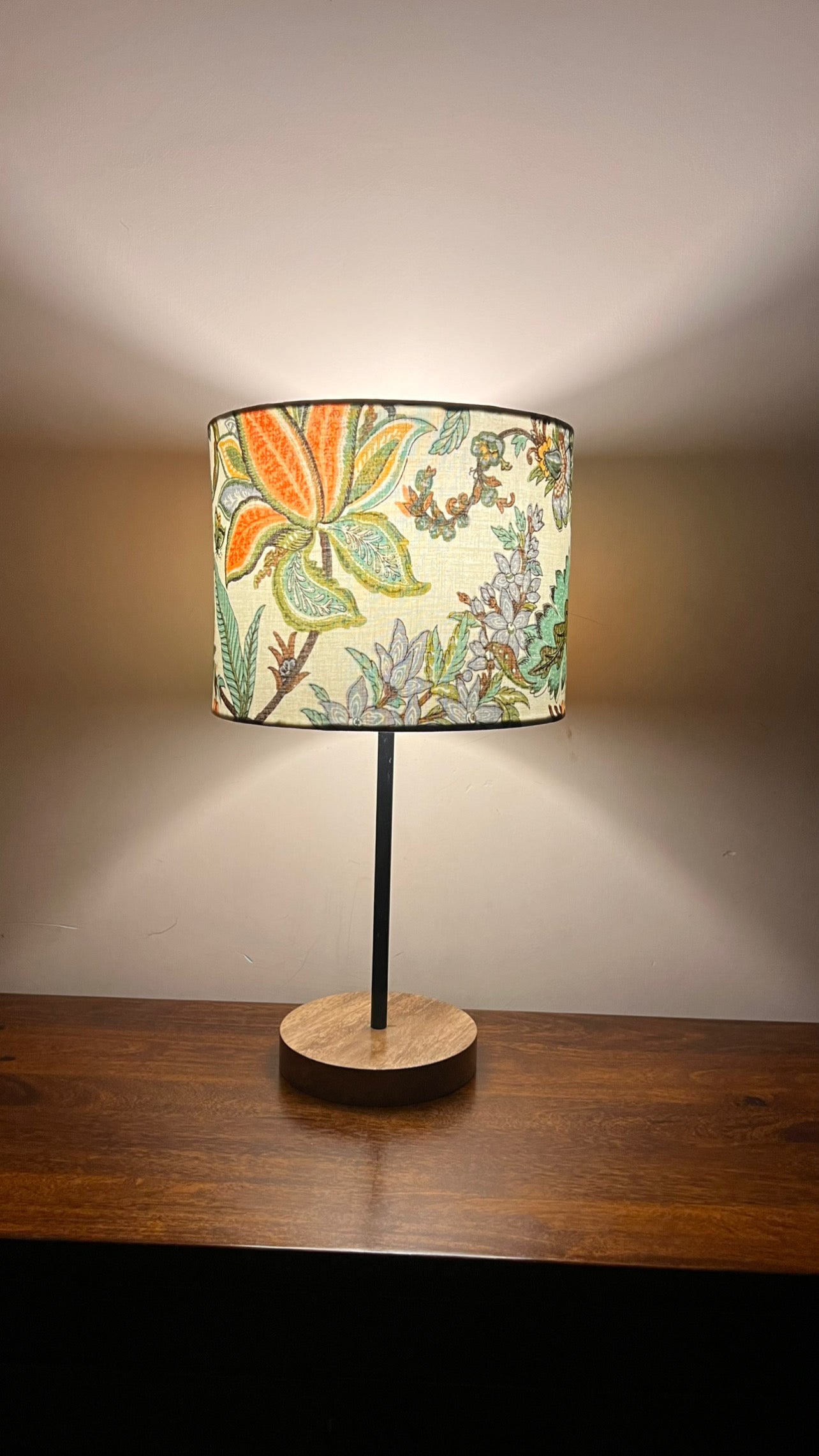 Lamp - White & Peach Floral