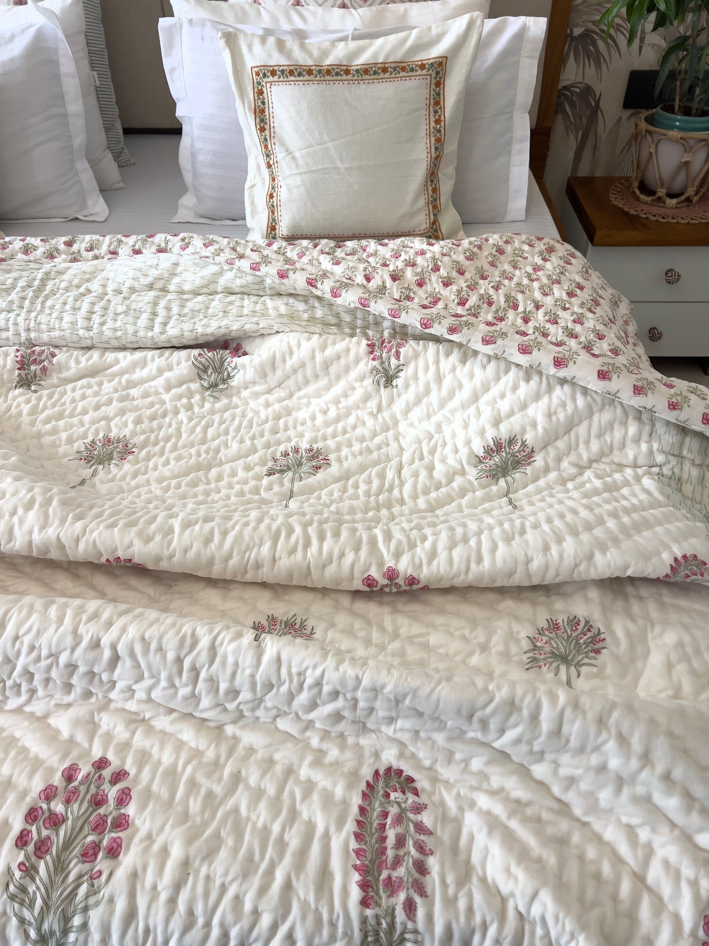 Reversible Hand Block Quilt | Moonlit Motifs