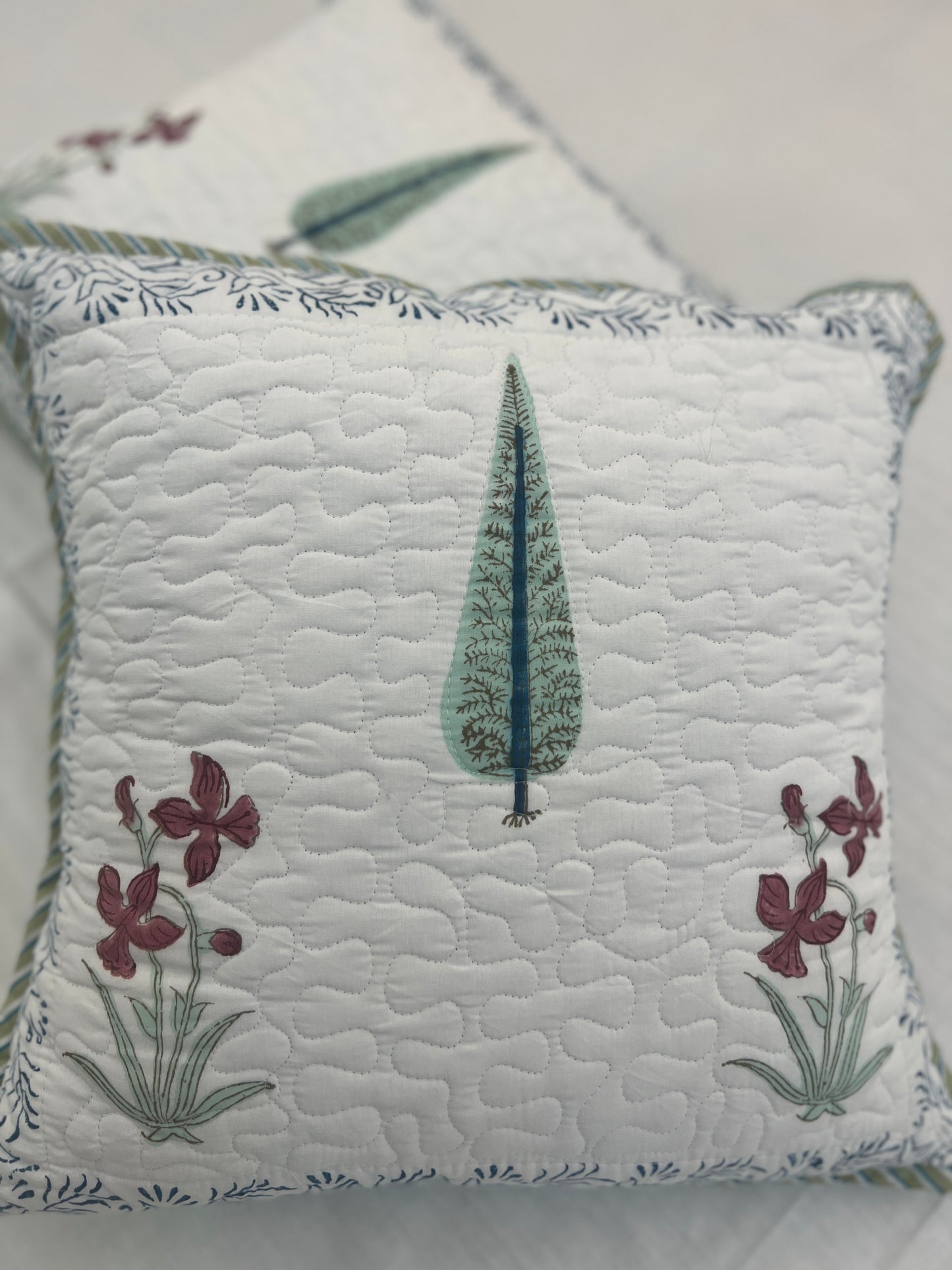 Pair | Quilted Cushion Cover | 16*16 Inches | Bloom Bliss