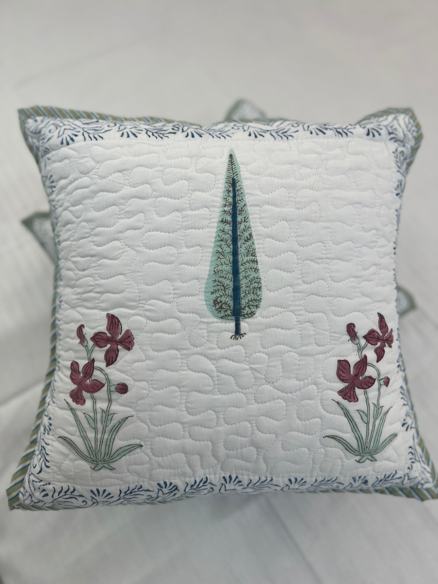 Pair | Quilted Cushion Cover | 16*16 Inches | Bloom Bliss