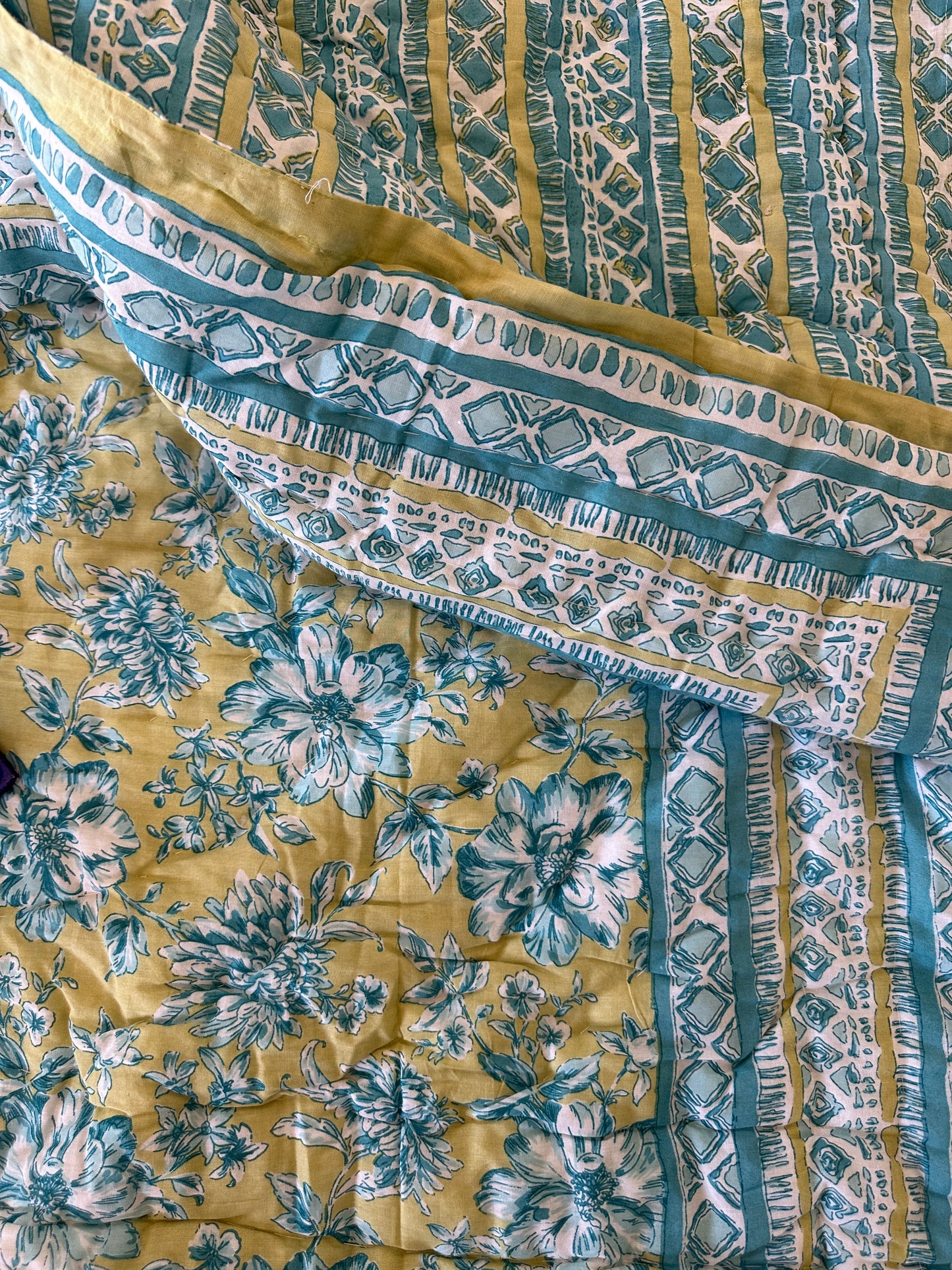 Reversible Hand Print Quilt | Single Size 60*90 Inches | Garden Whispers