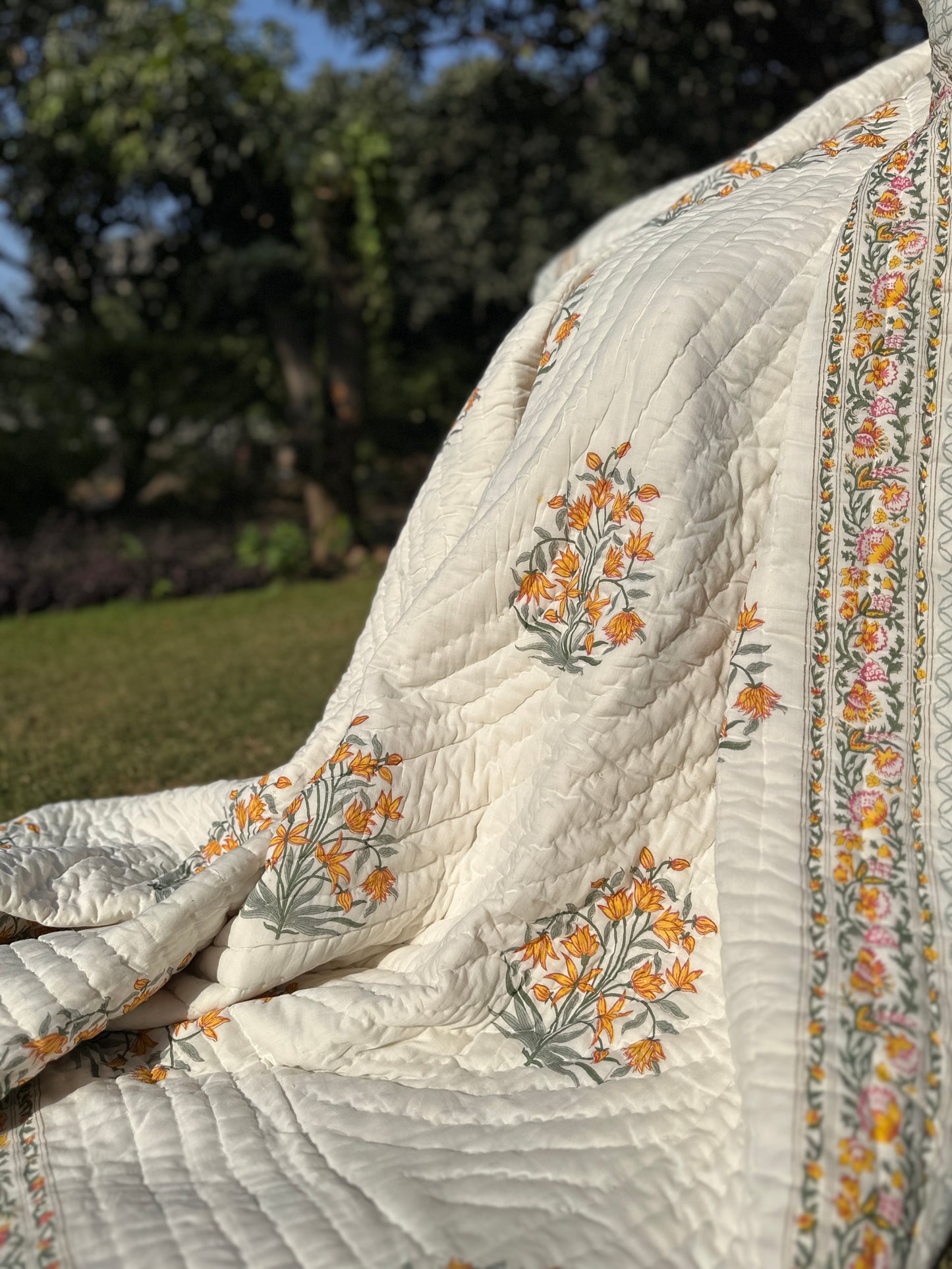 Reversible Hand Block Quilt | Jaipur Elegance