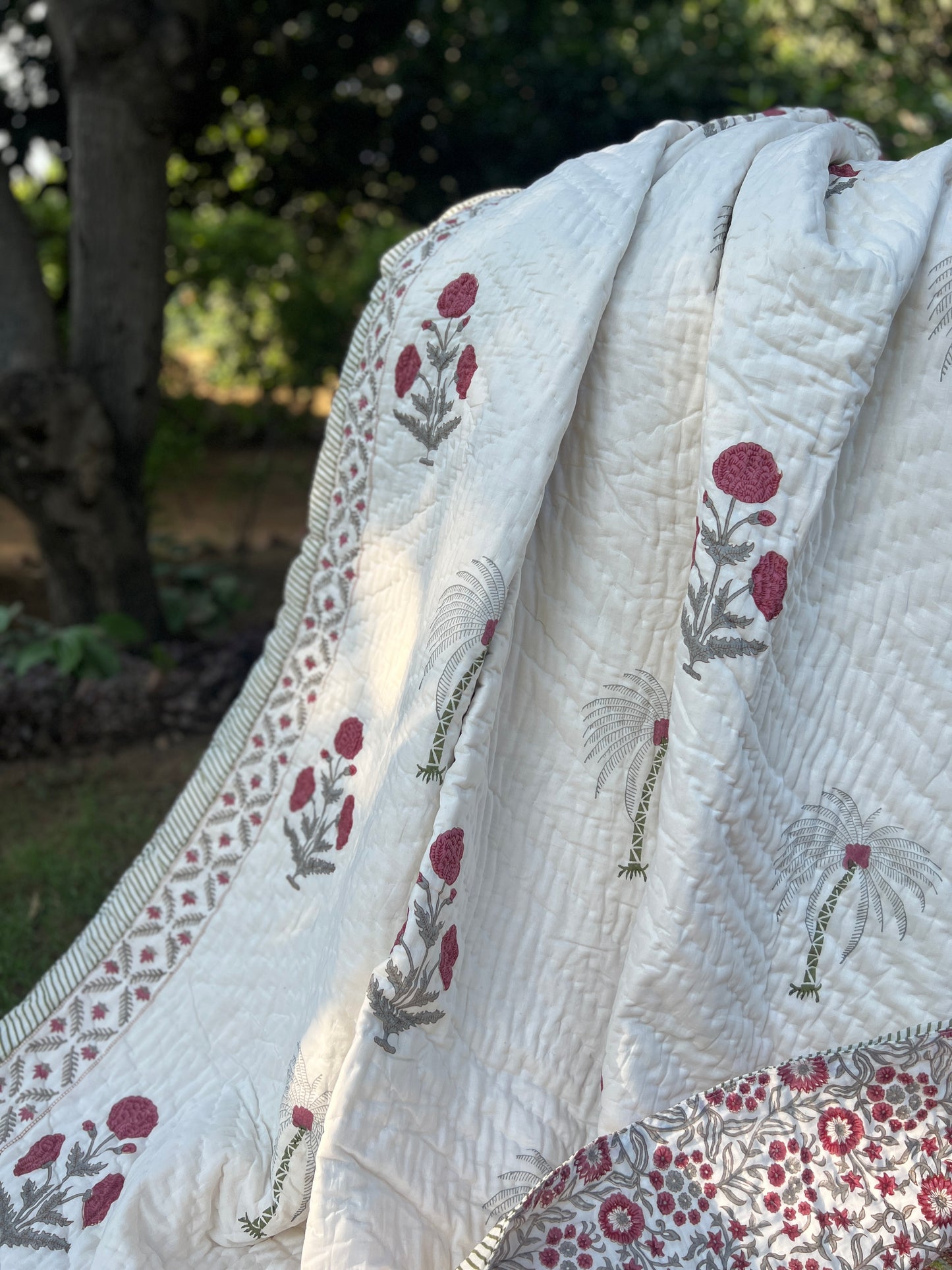 Reversible Hand Block Quilt | Poppy Motifs