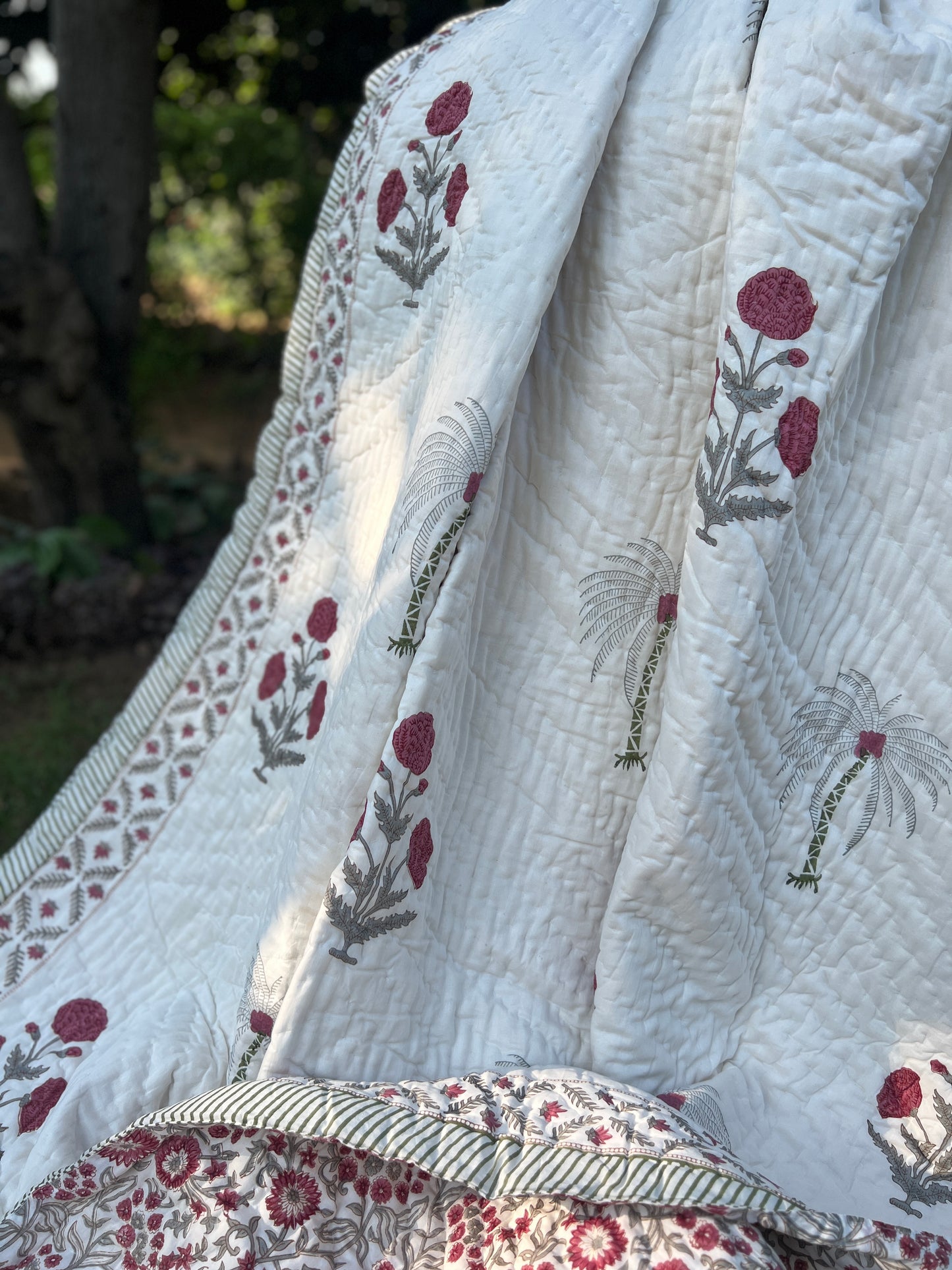 Reversible Hand Block Quilt | Poppy Motifs