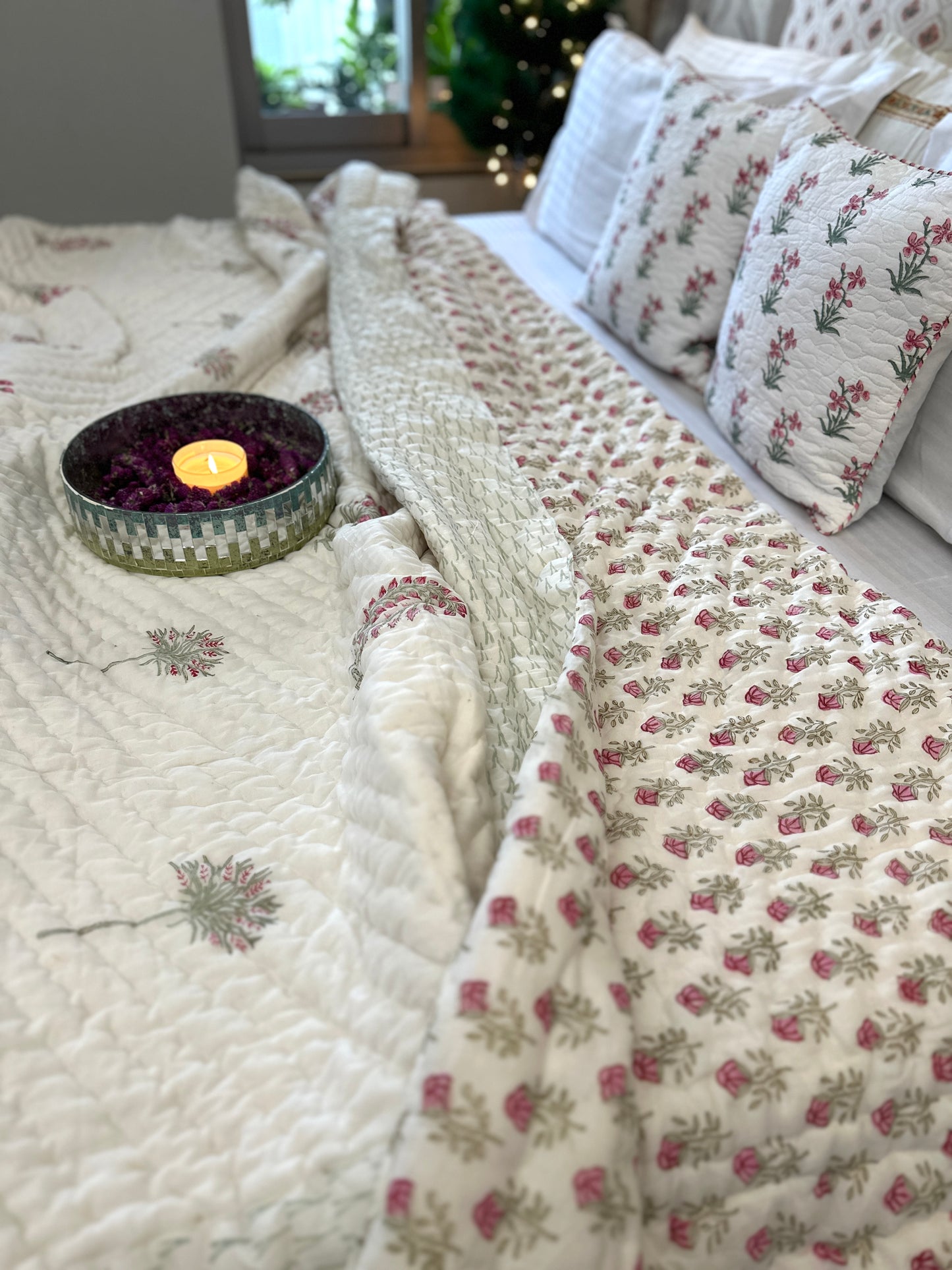 Reversible Hand Block Quilt | Moonlit Motifs