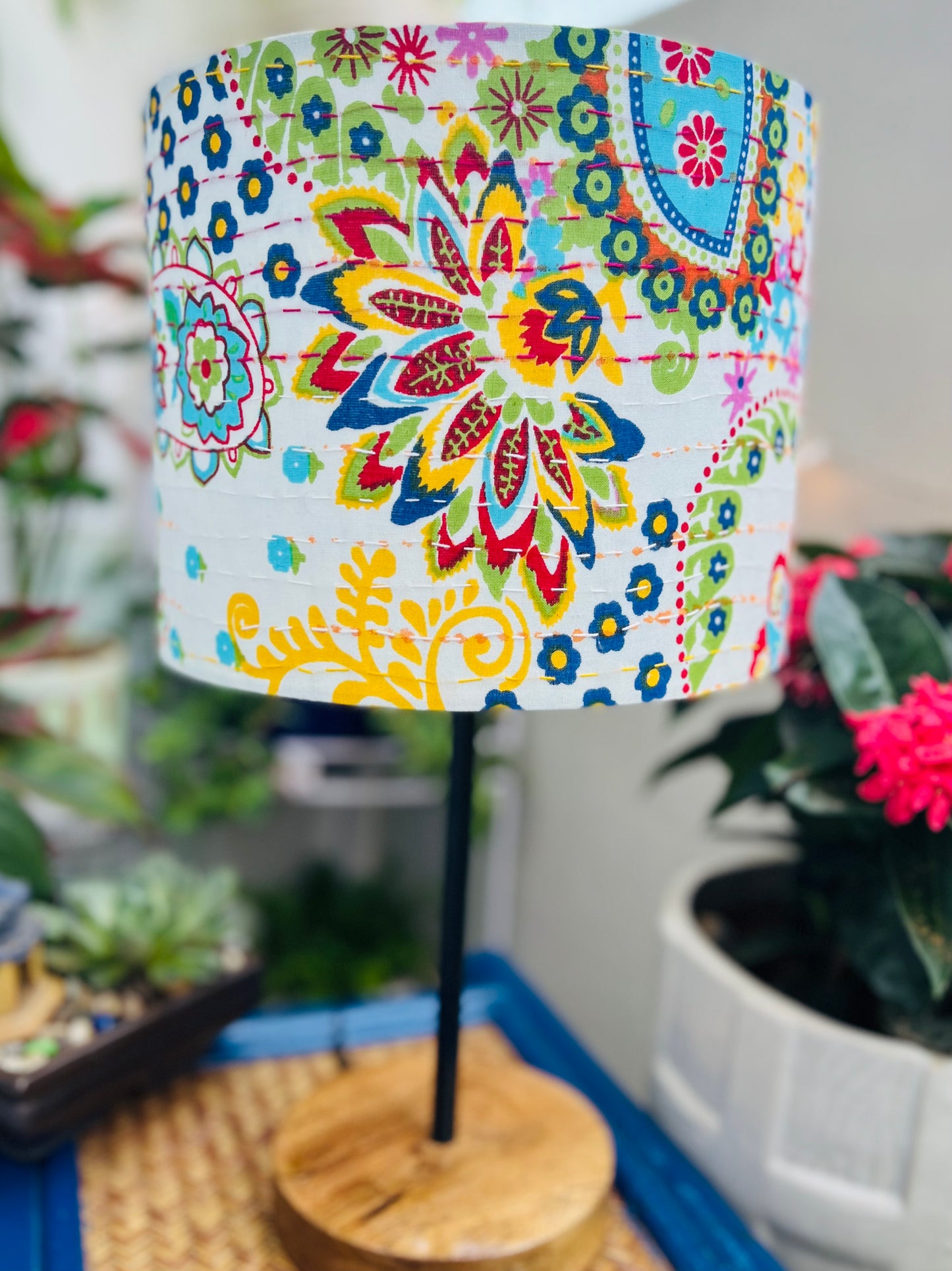 Lamp - Kantha | Shades of Yellow| White Base