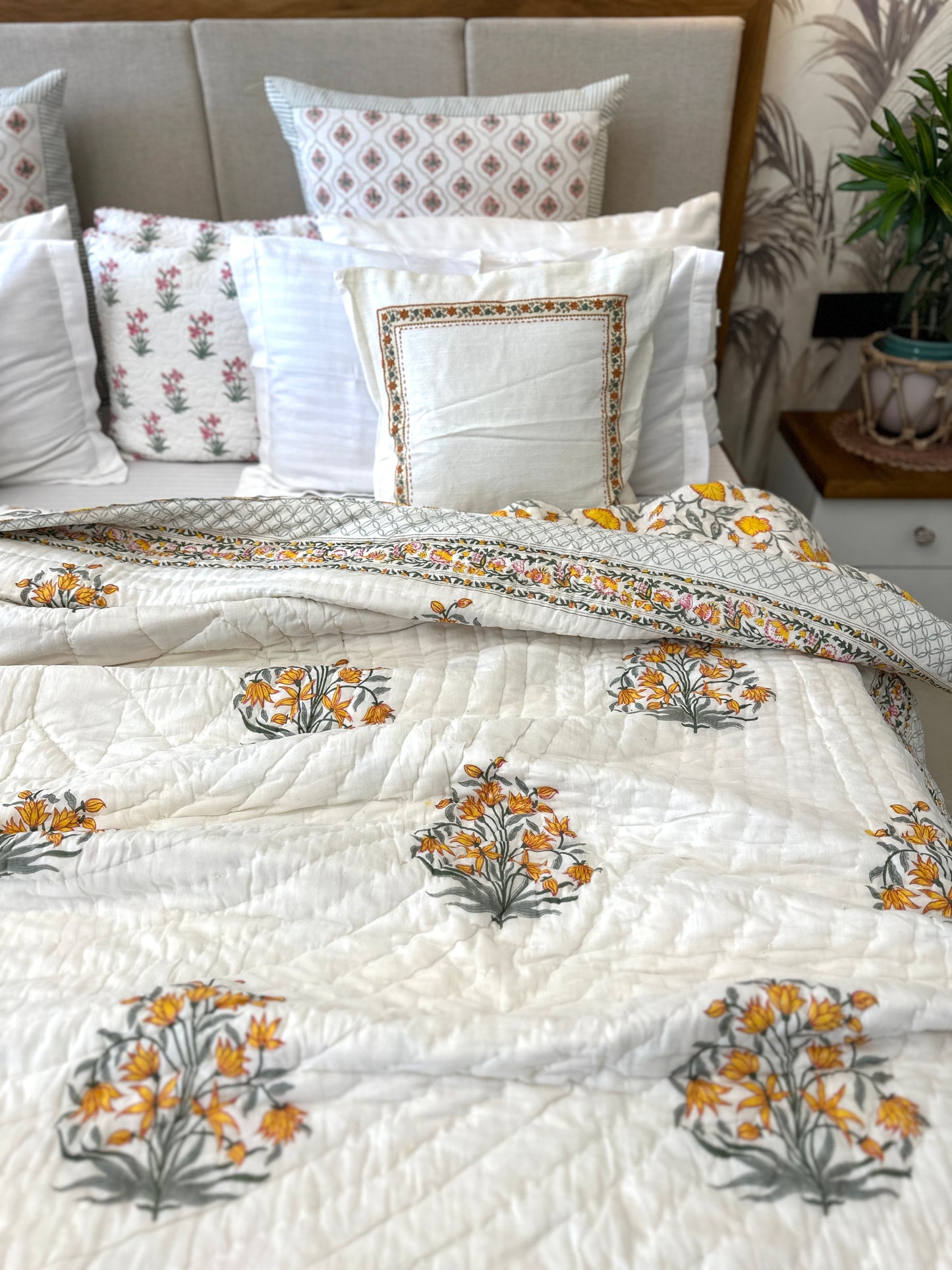 Reversible Hand Block Quilt | Jaipur Elegance