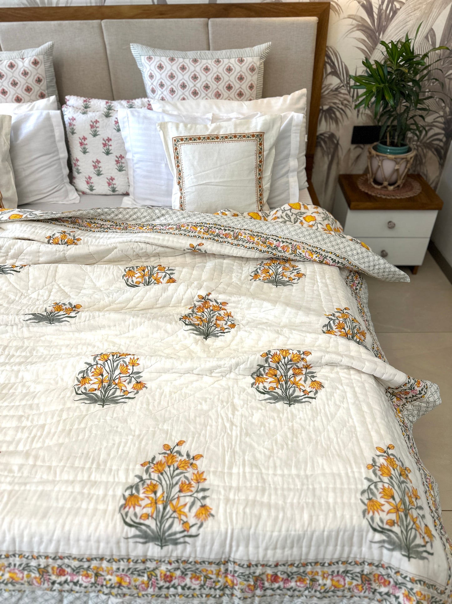 Reversible Hand Block Quilt | Jaipur Elegance