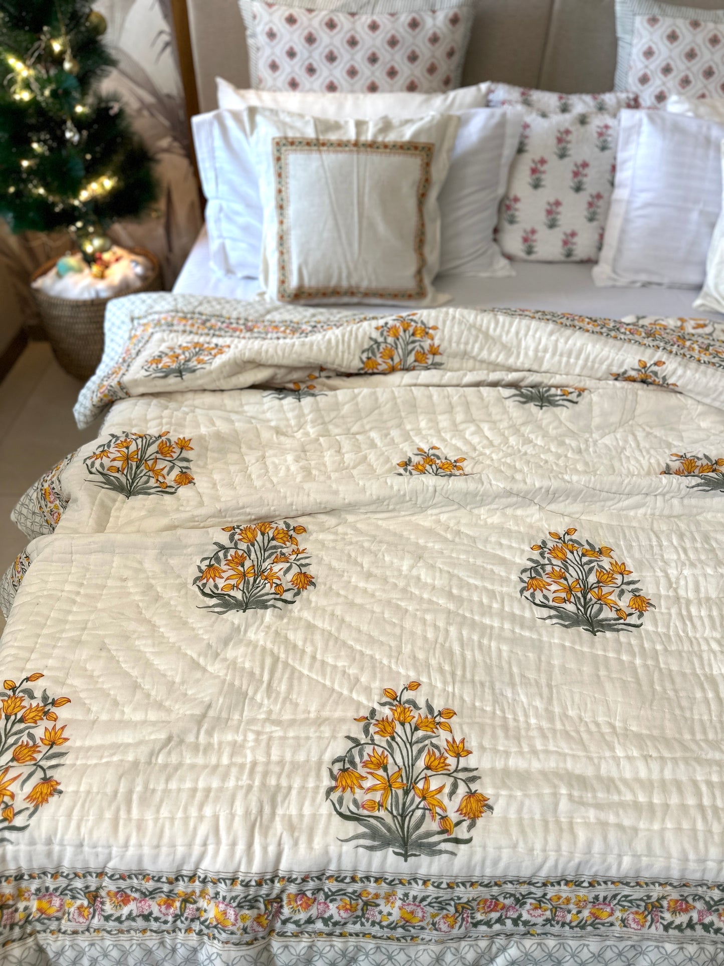 Reversible Hand Block Quilt | Jaipur Elegance