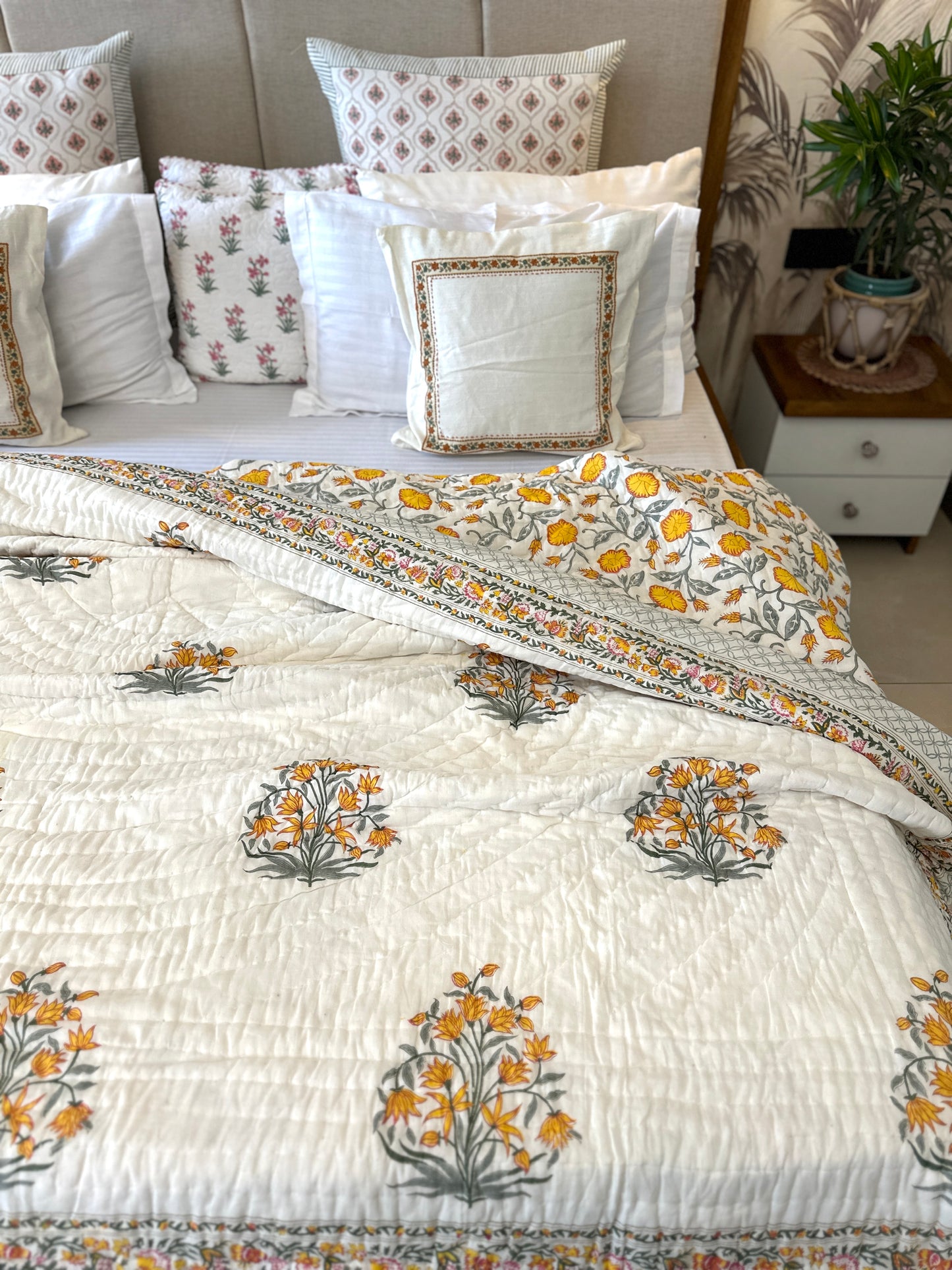 Reversible Hand Block Quilt | Jaipur Elegance