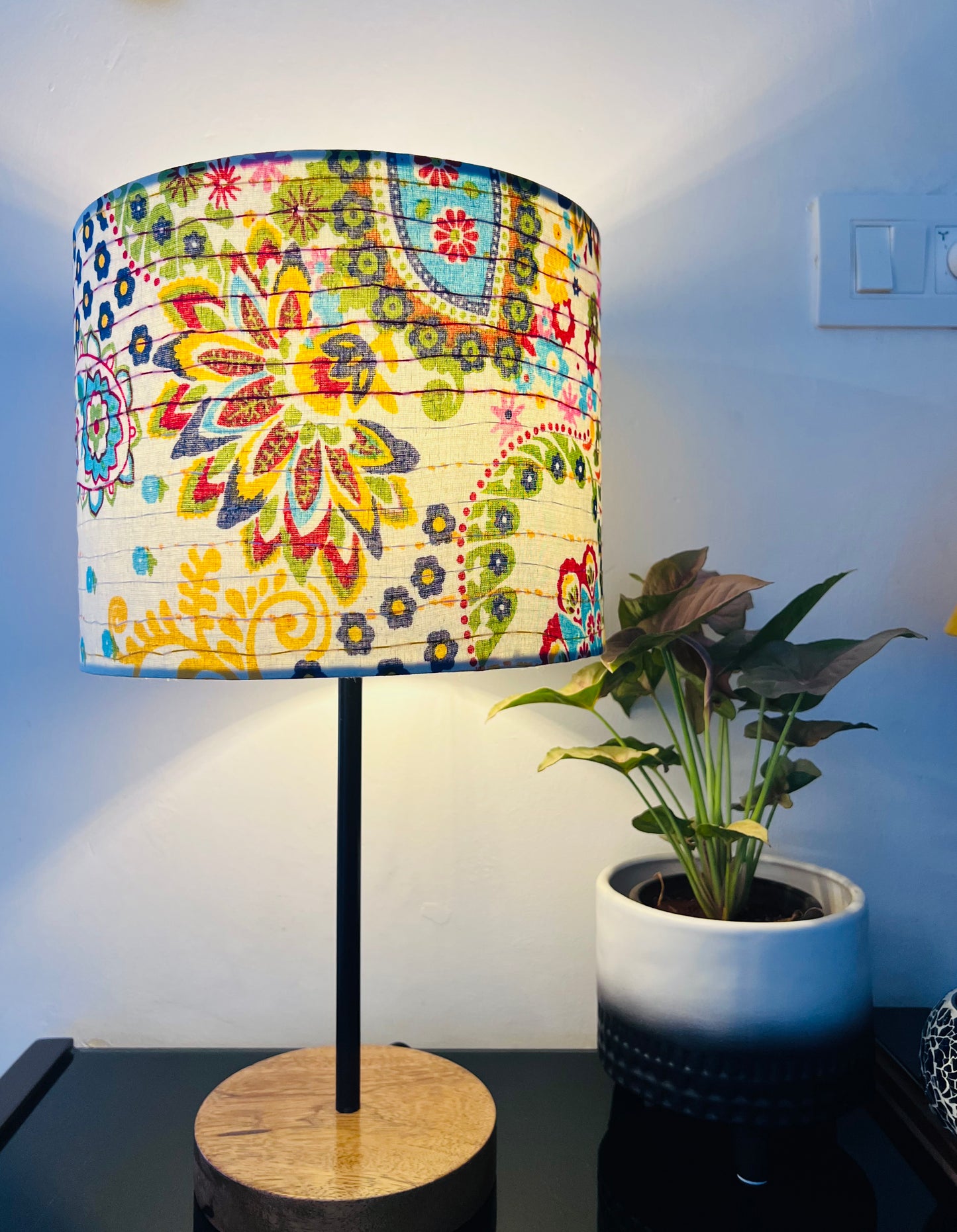 Lamp - Kantha | Shades of Yellow| White Base