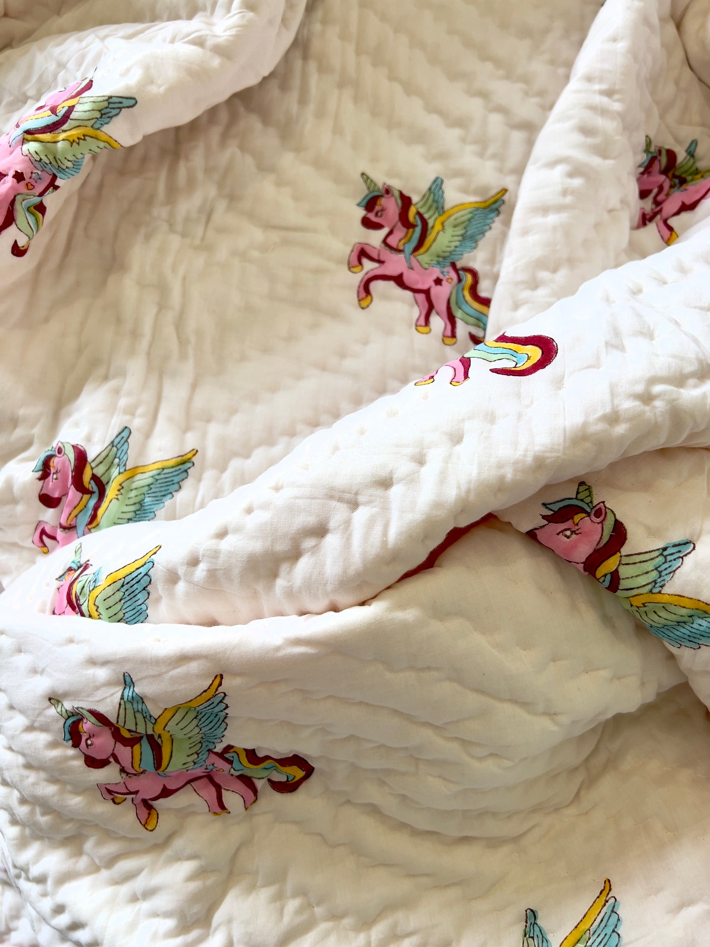 Reversible Hand Block Quilts | Kids | 60*90 Inches | Unicorn