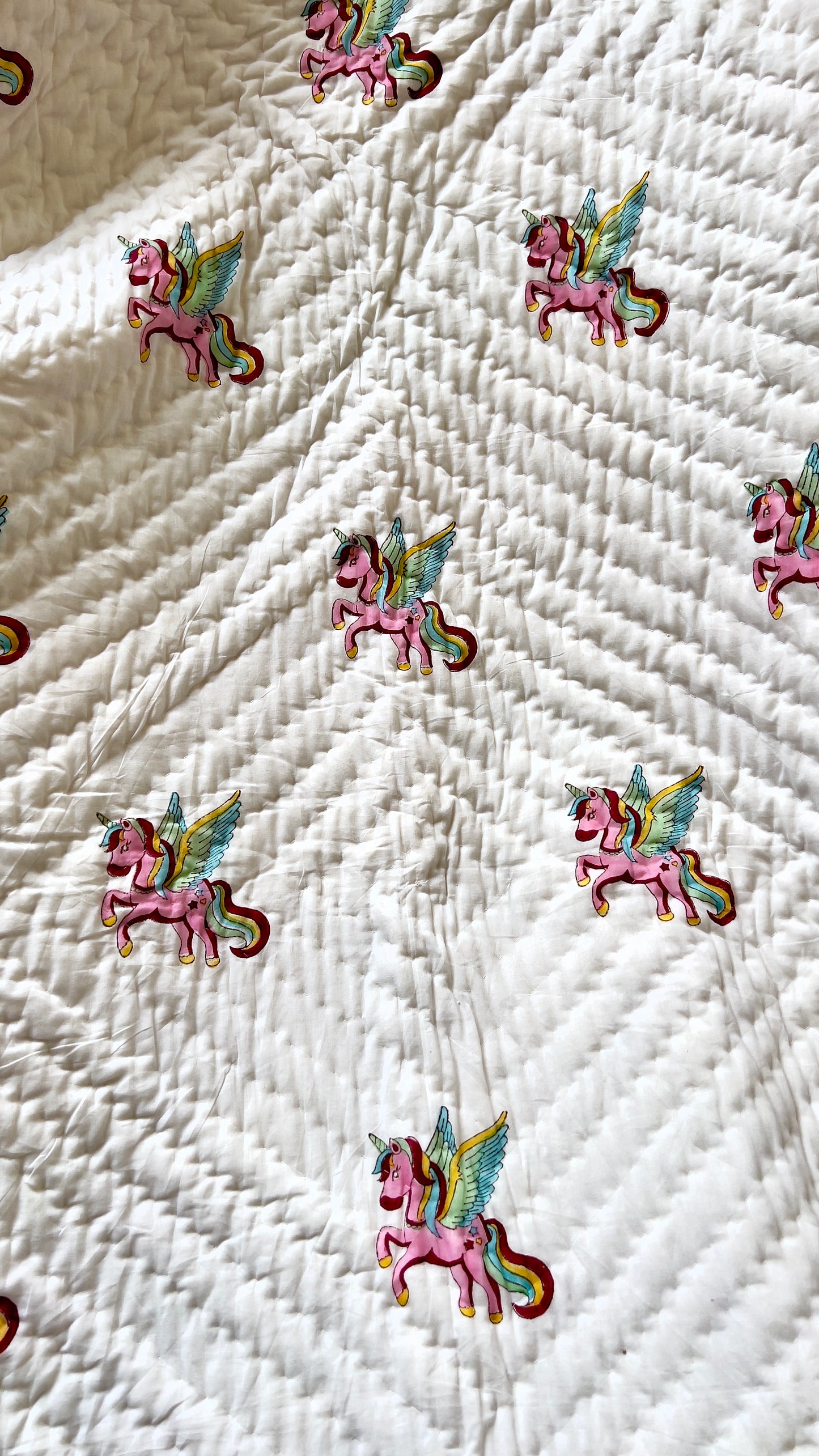 Reversible Hand Block Quilts | Kids | 60*90 Inches | Unicorn