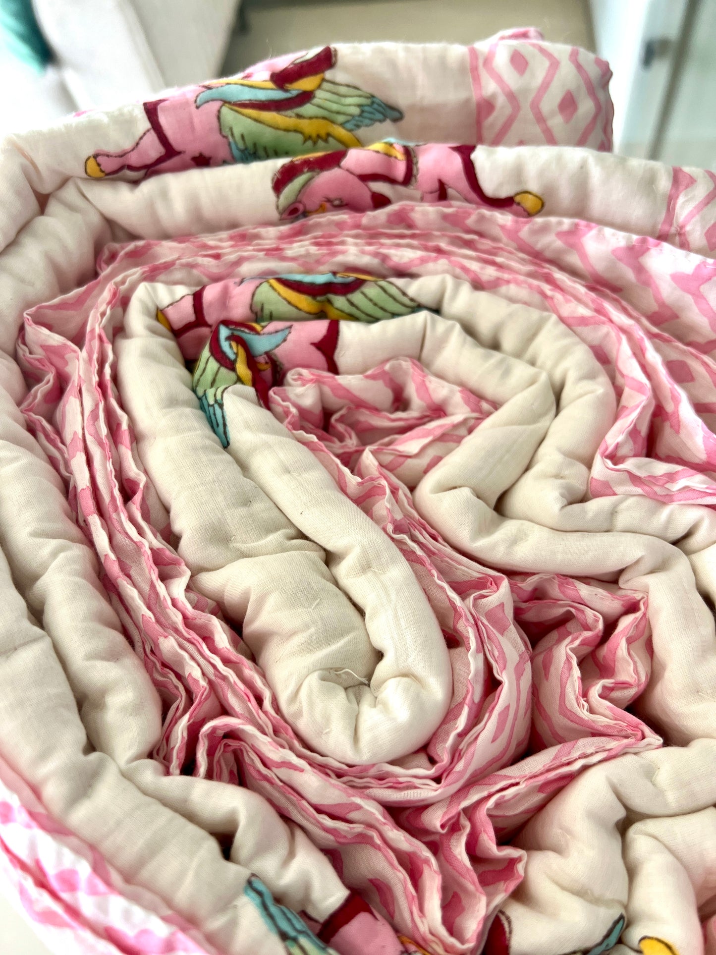 Reversible Hand Block Quilts | Kids | 60*90 Inches | Unicorn