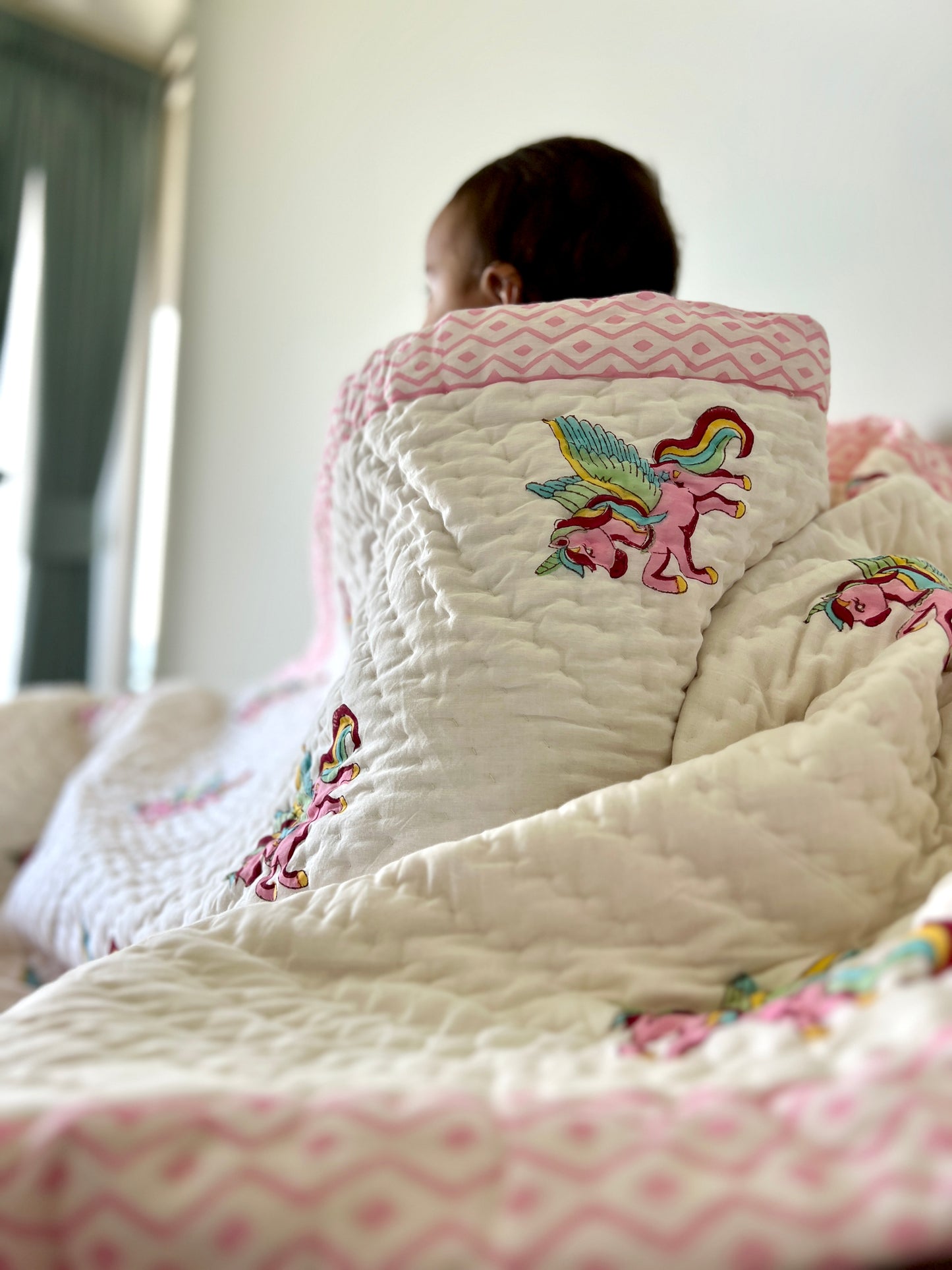 Reversible Hand Block Quilts | Kids | 60*90 Inches | Unicorn