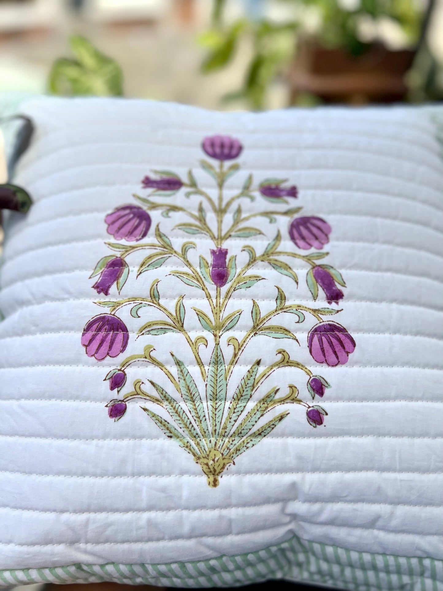 Quilted Cushion Cover | 16*16 Inches | Mystic Meadows