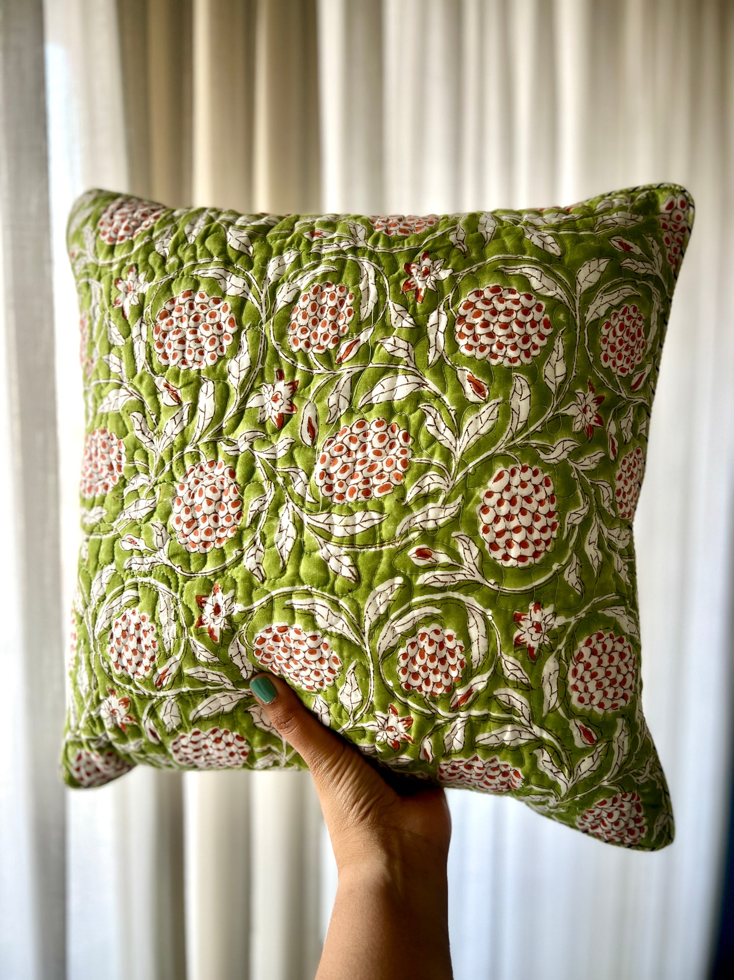 Pair | Quilted Cushion Cover | 16*16 Inches | Bold Floral