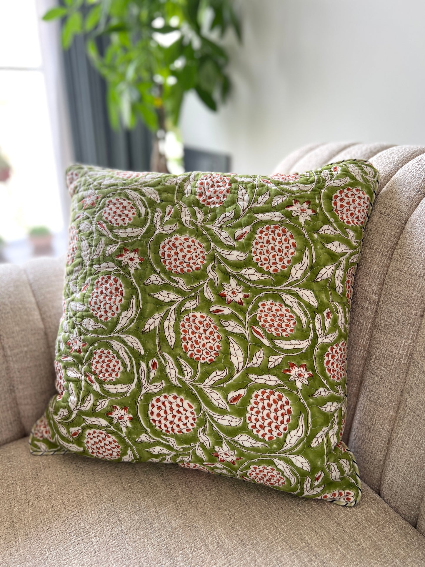 Pair | Quilted Cushion Cover | 16*16 Inches | Bold Floral