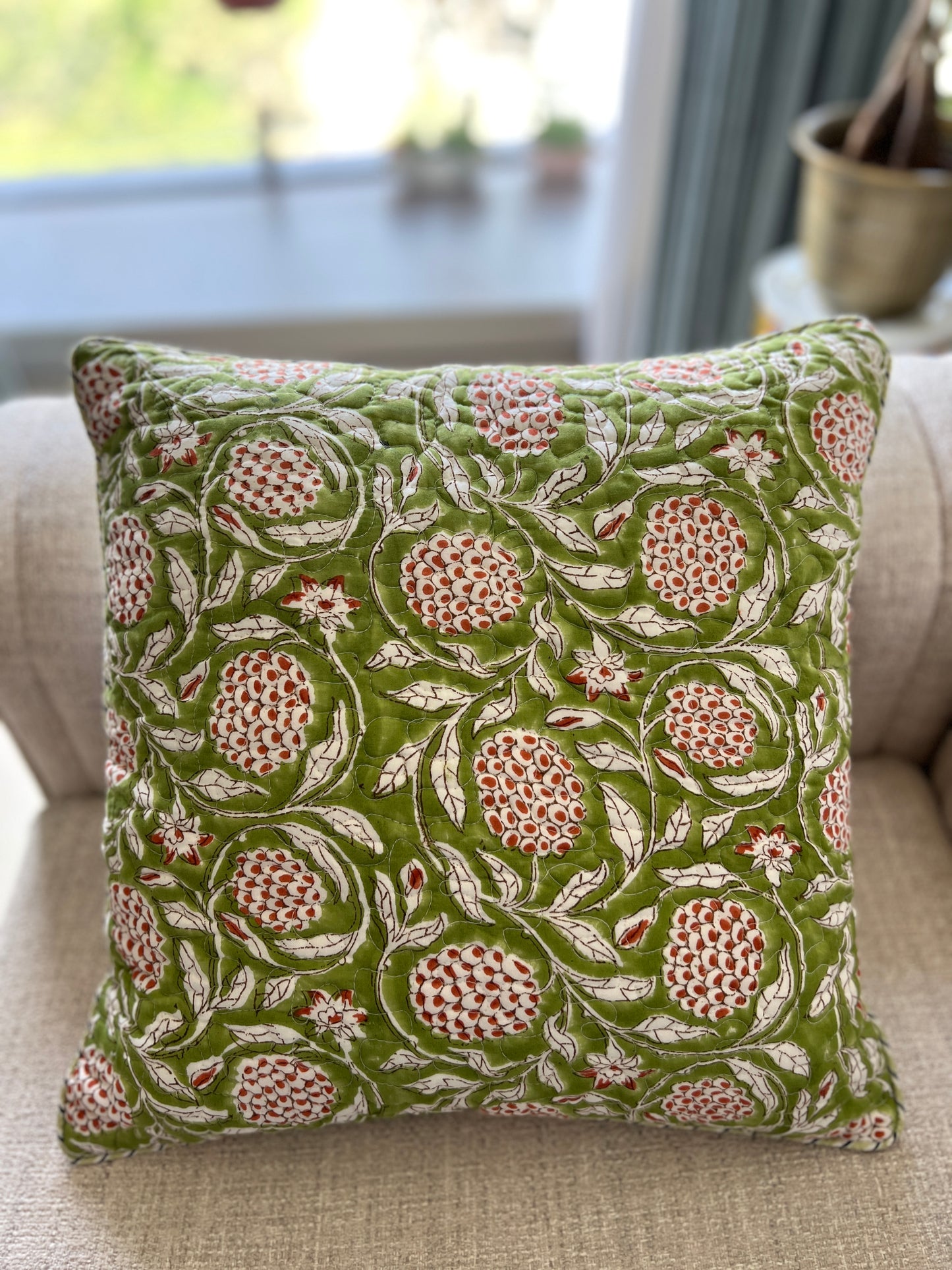 Pair | Quilted Cushion Cover | 16*16 Inches | Bold Floral