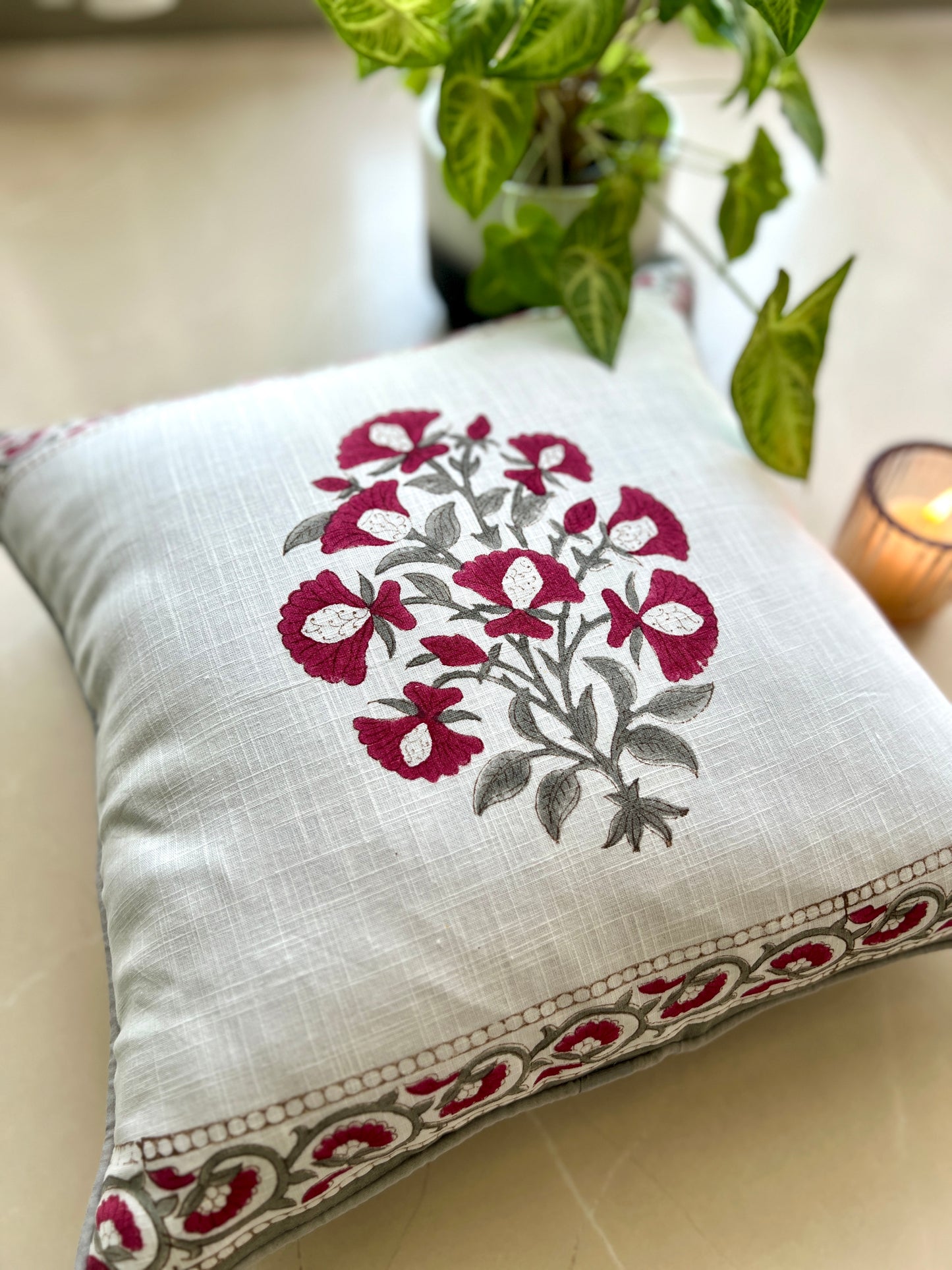 Pair | Slub Cushion Cover | 16*16 Inches | Mighty Motif