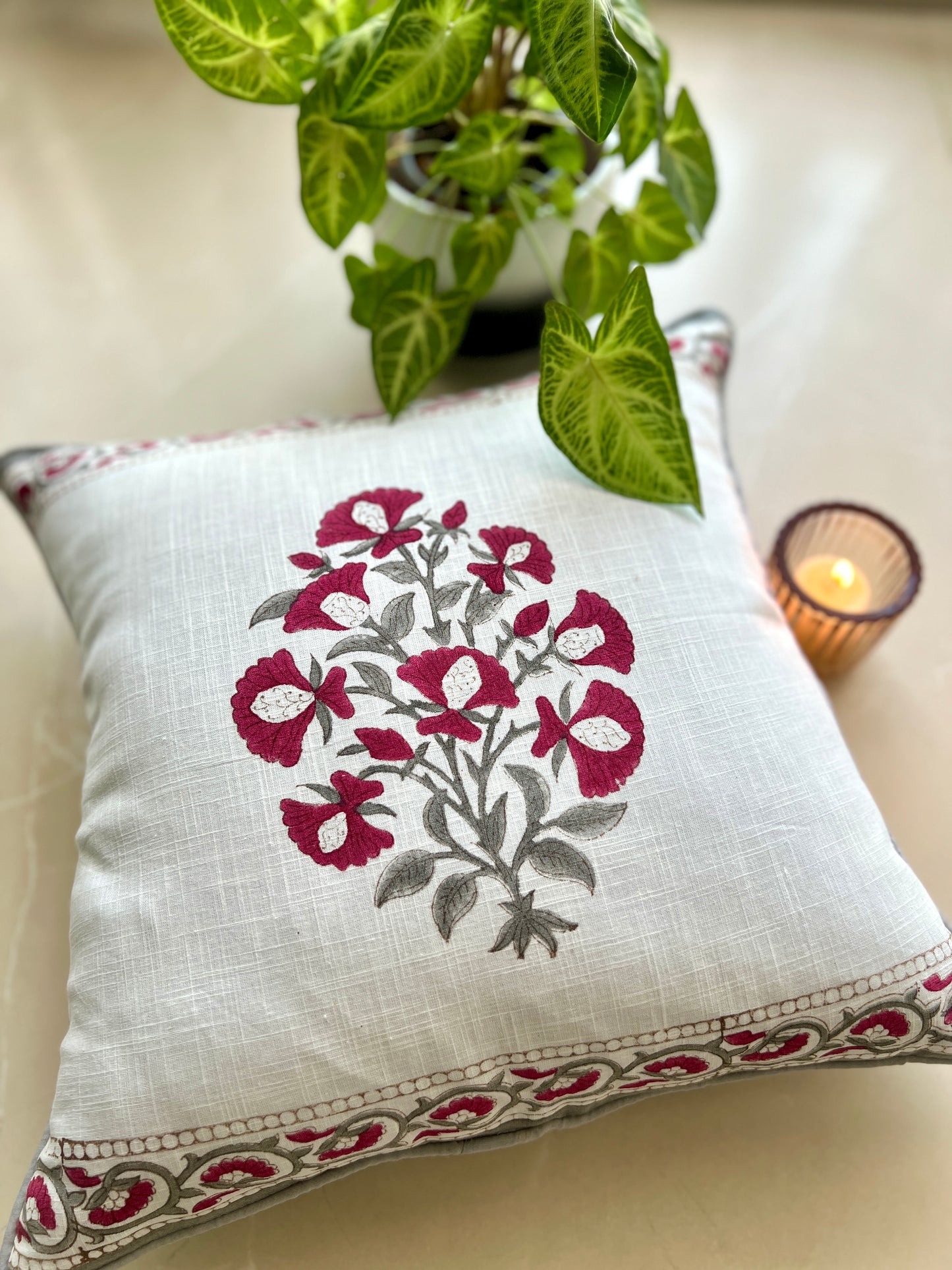 Pair | Slub Cushion Cover | 16*16 Inches | Mighty Motif
