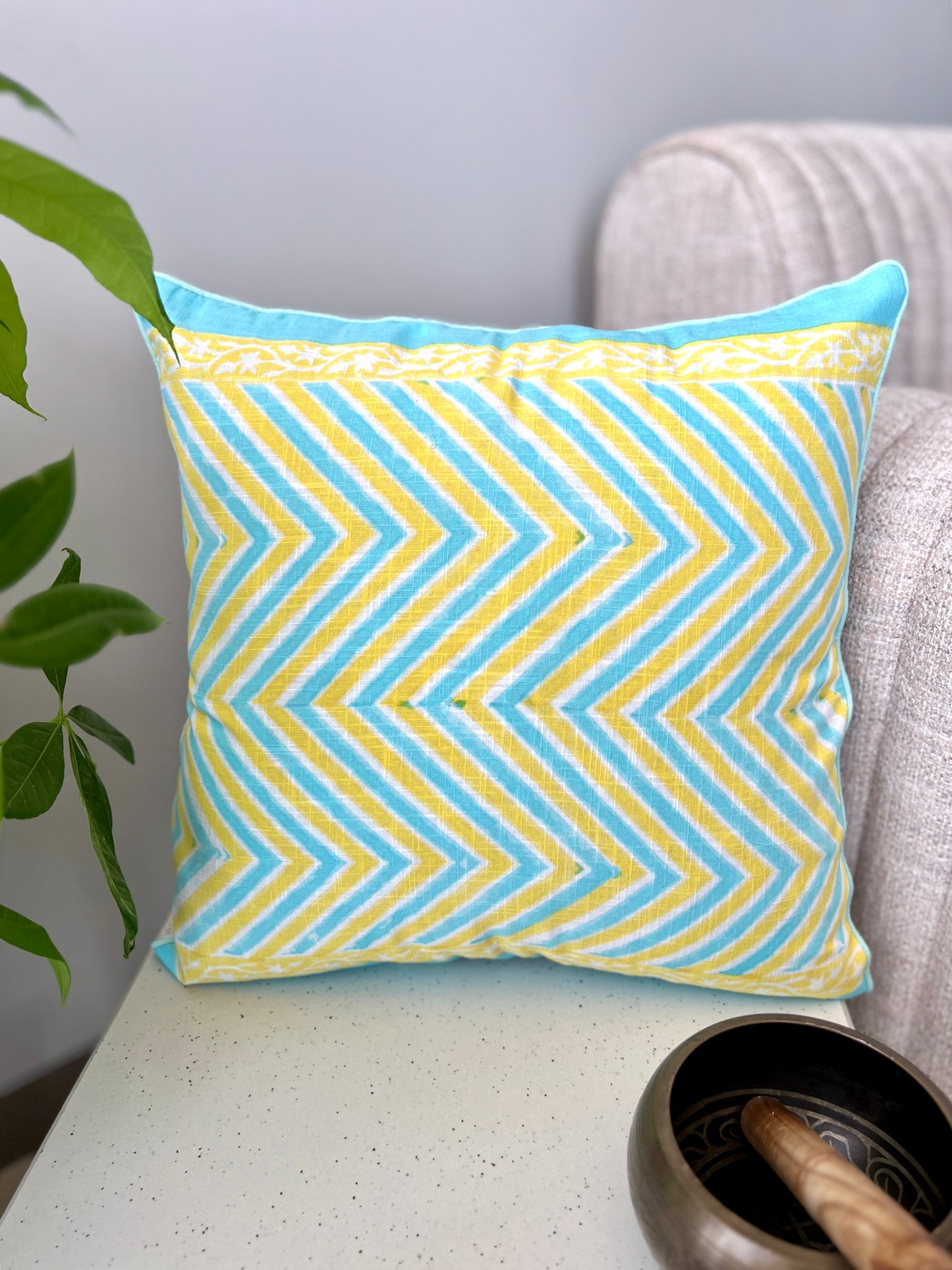 Pair | Slub Cushion Cover | 16*16 Inches | Modern Mosaic