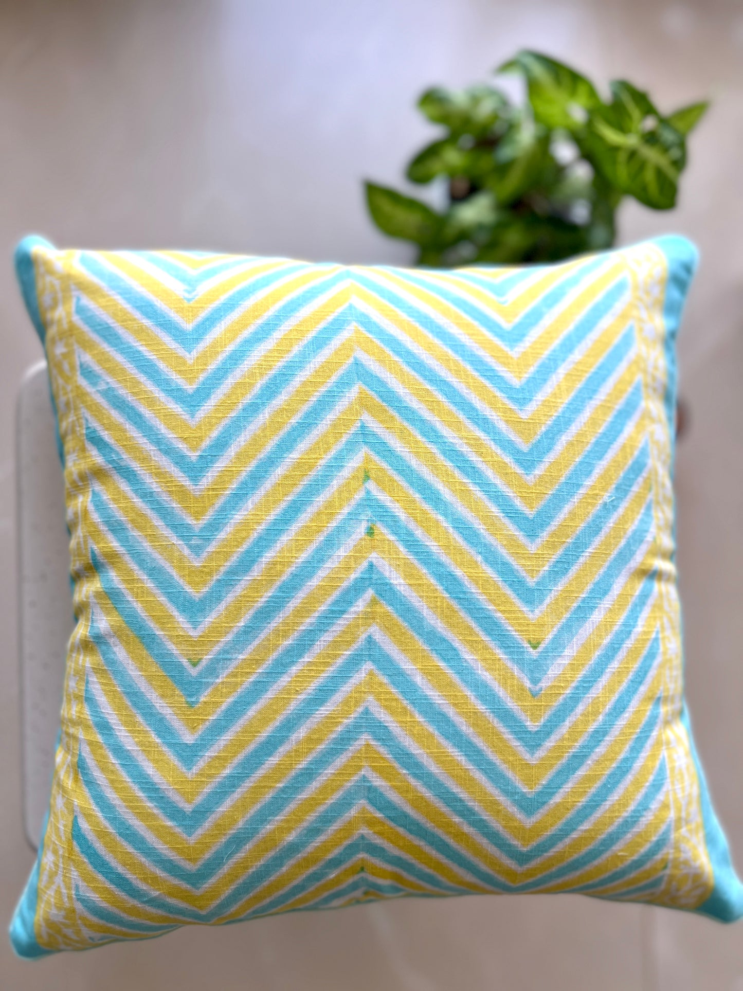 Pair | Slub Cushion Cover | 16*16 Inches | Modern Mosaic