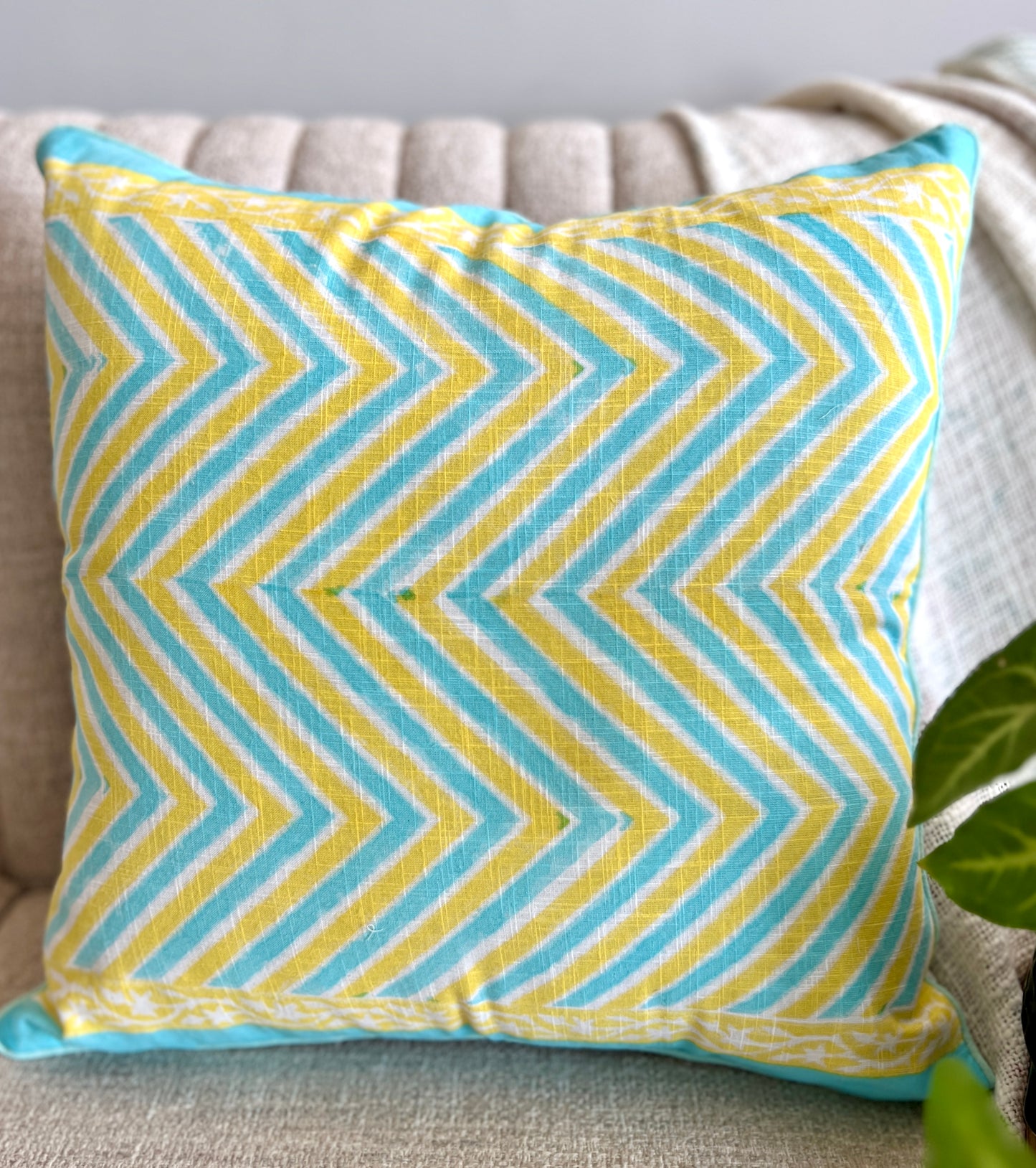 Pair | Slub Cushion Cover | 16*16 Inches | Modern Mosaic