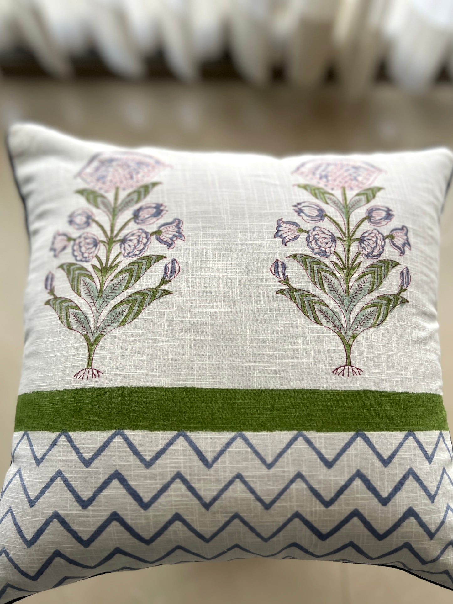 Pair | Slub Cushion Cover | 16*16 Inches | Serene Block