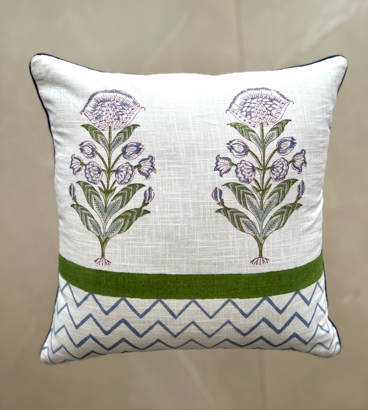 Pair | Slub Cushion Cover | 16*16 Inches | Serene Block