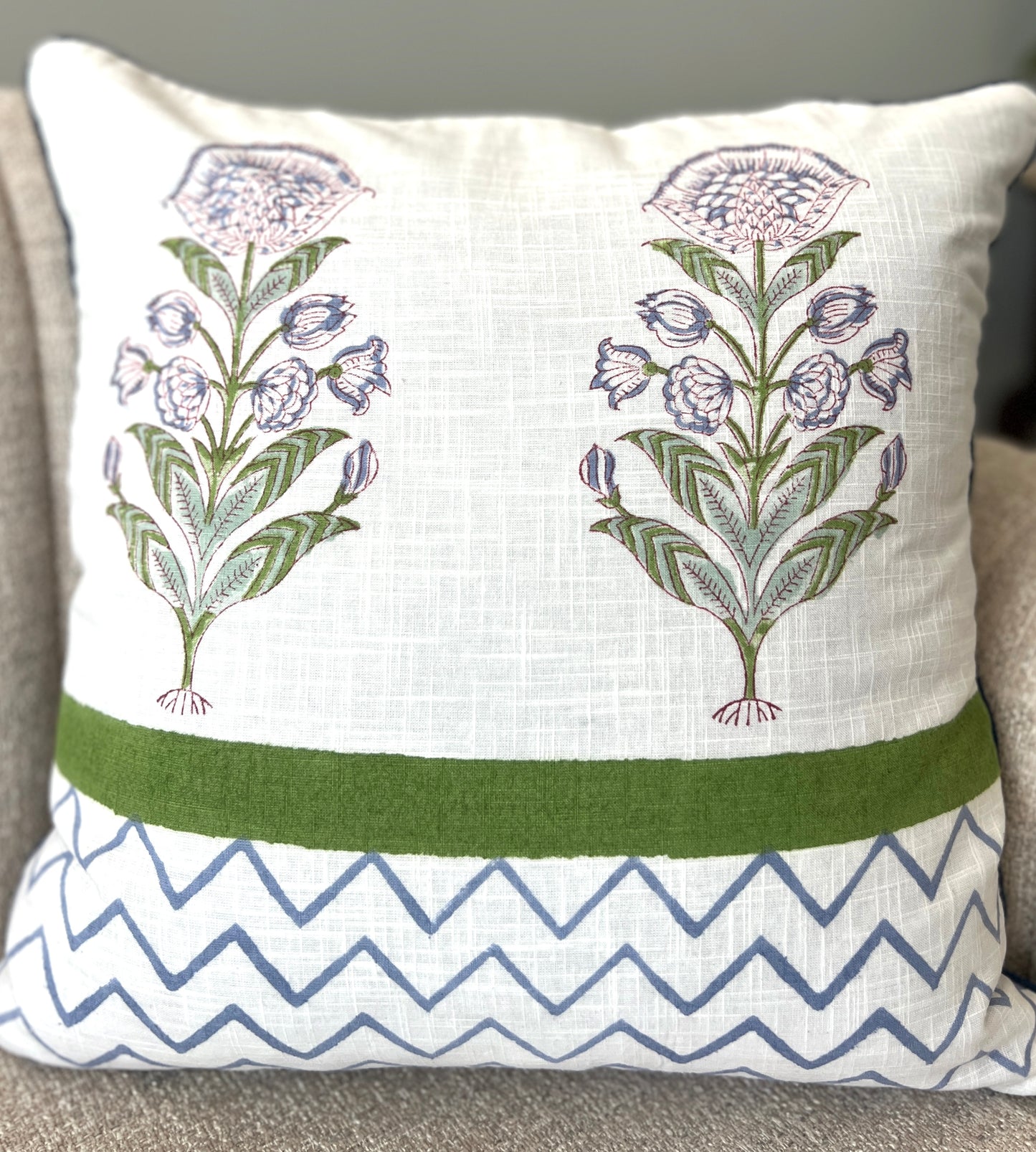 Pair | Slub Cushion Cover | 16*16 Inches | Serene Block