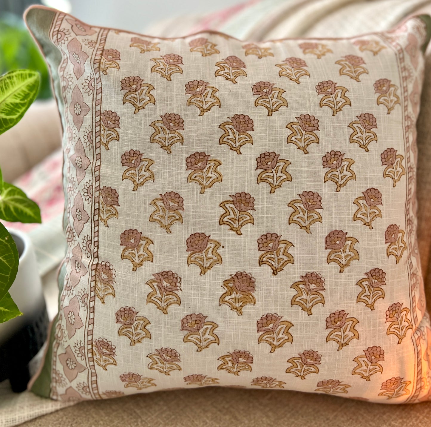 Pair | Slub Cushion Cover | 16*16 Inches | Sunshine Bloom