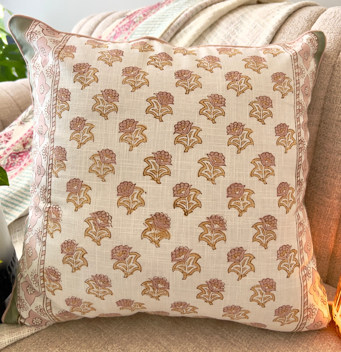 Pair | Slub Cushion Cover | 16*16 Inches | Sunshine Bloom