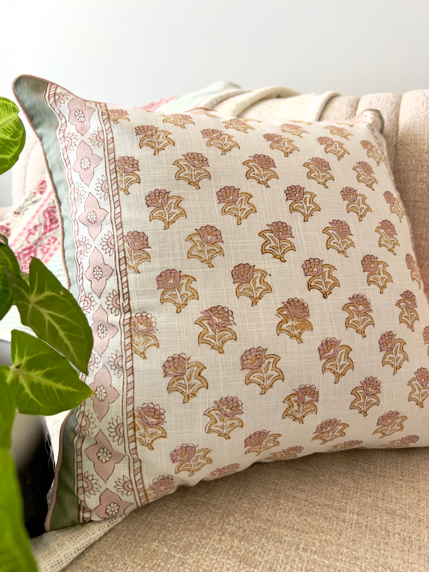 Pair | Slub Cushion Cover | 16*16 Inches | Sunshine Bloom
