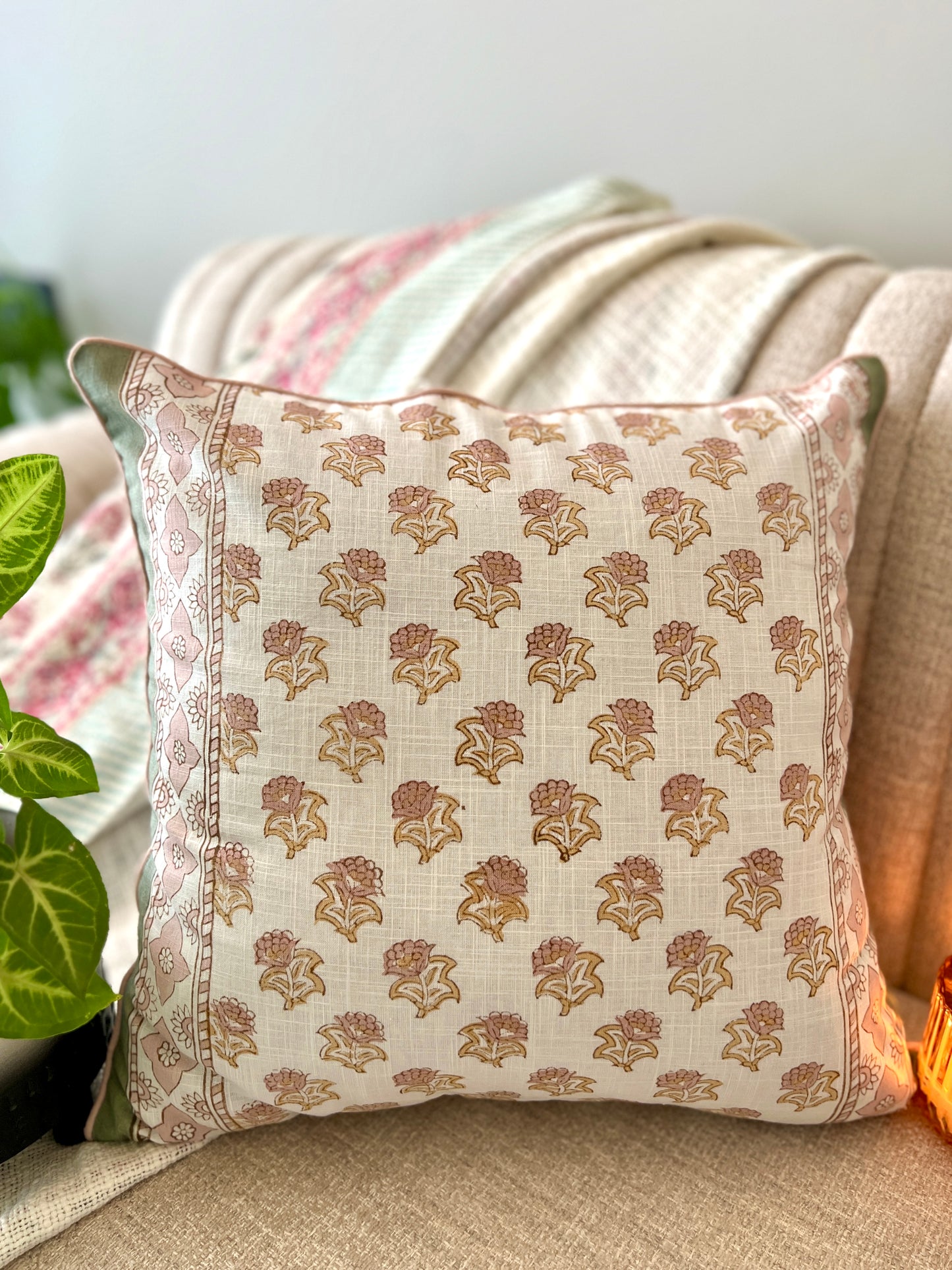 Pair | Slub Cushion Cover | 16*16 Inches | Sunshine Bloom