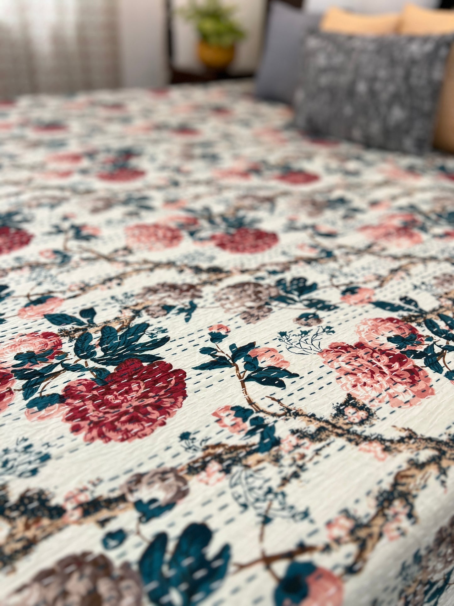 Kantha Bedcover | King Size | 90*108 Inches | Whipering Breeze