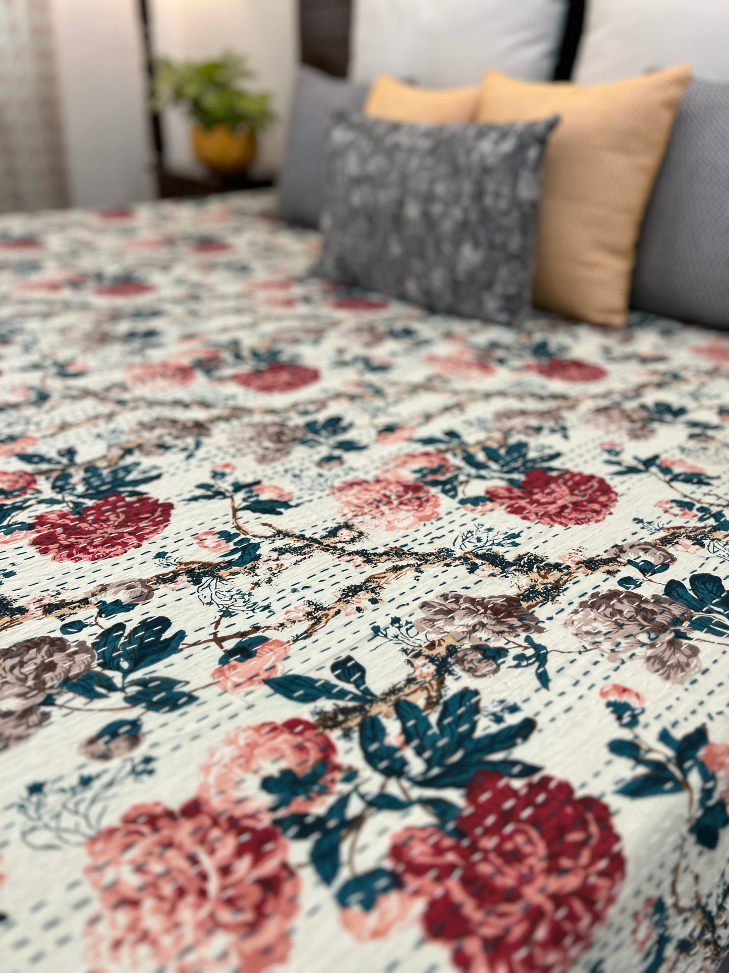 Kantha Bedcover | King Size | 90*108 Inches | Whipering Breeze