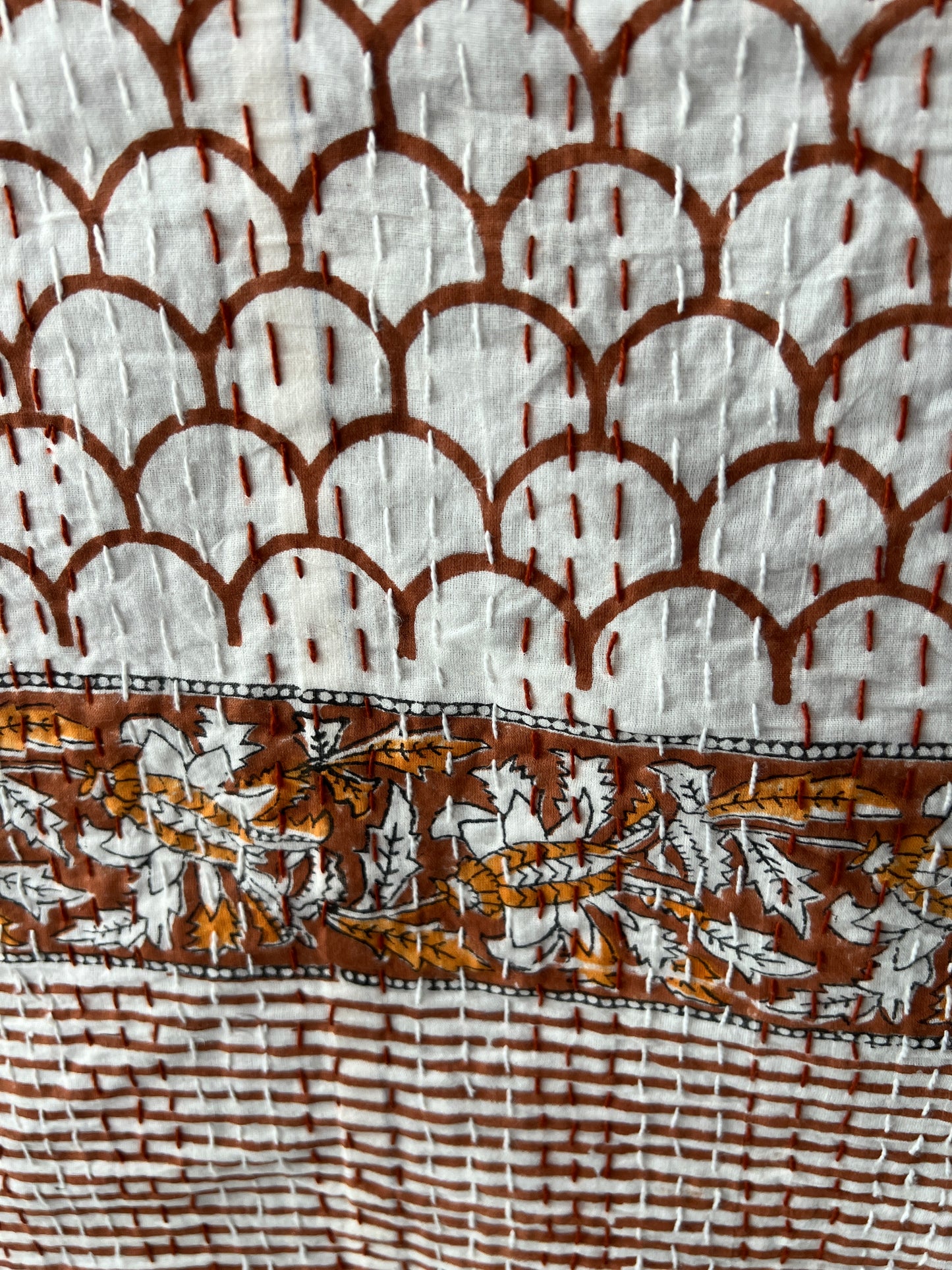 Hand Block Kantha Bedcover | King Size | 90*108 Inches | Modern Simplicity