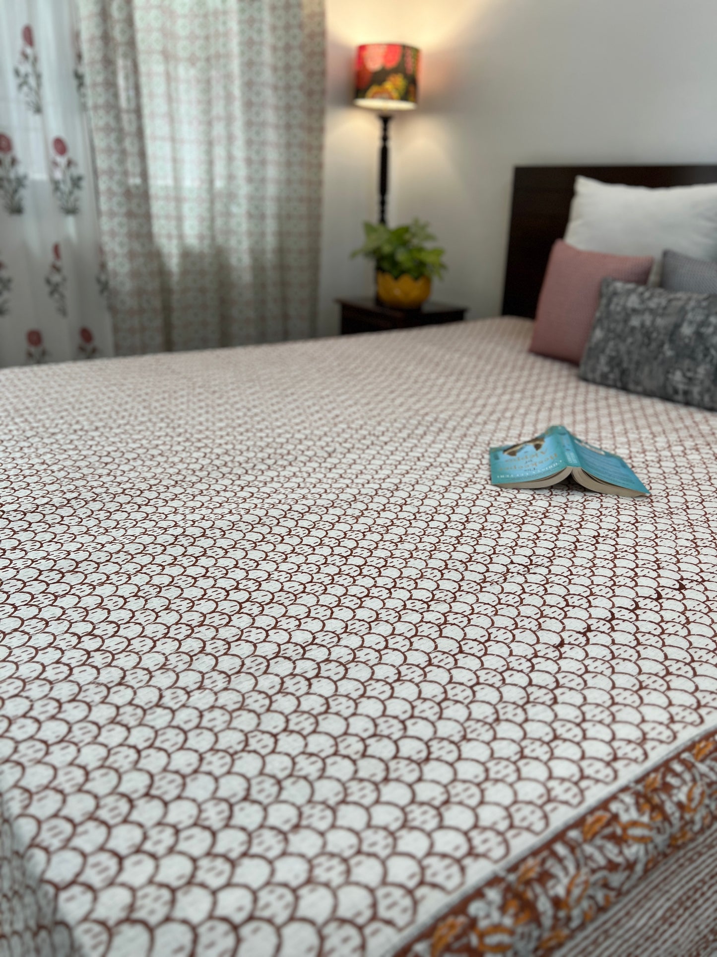 Hand Block Kantha Bedcover | King Size | 90*108 Inches | Modern Simplicity