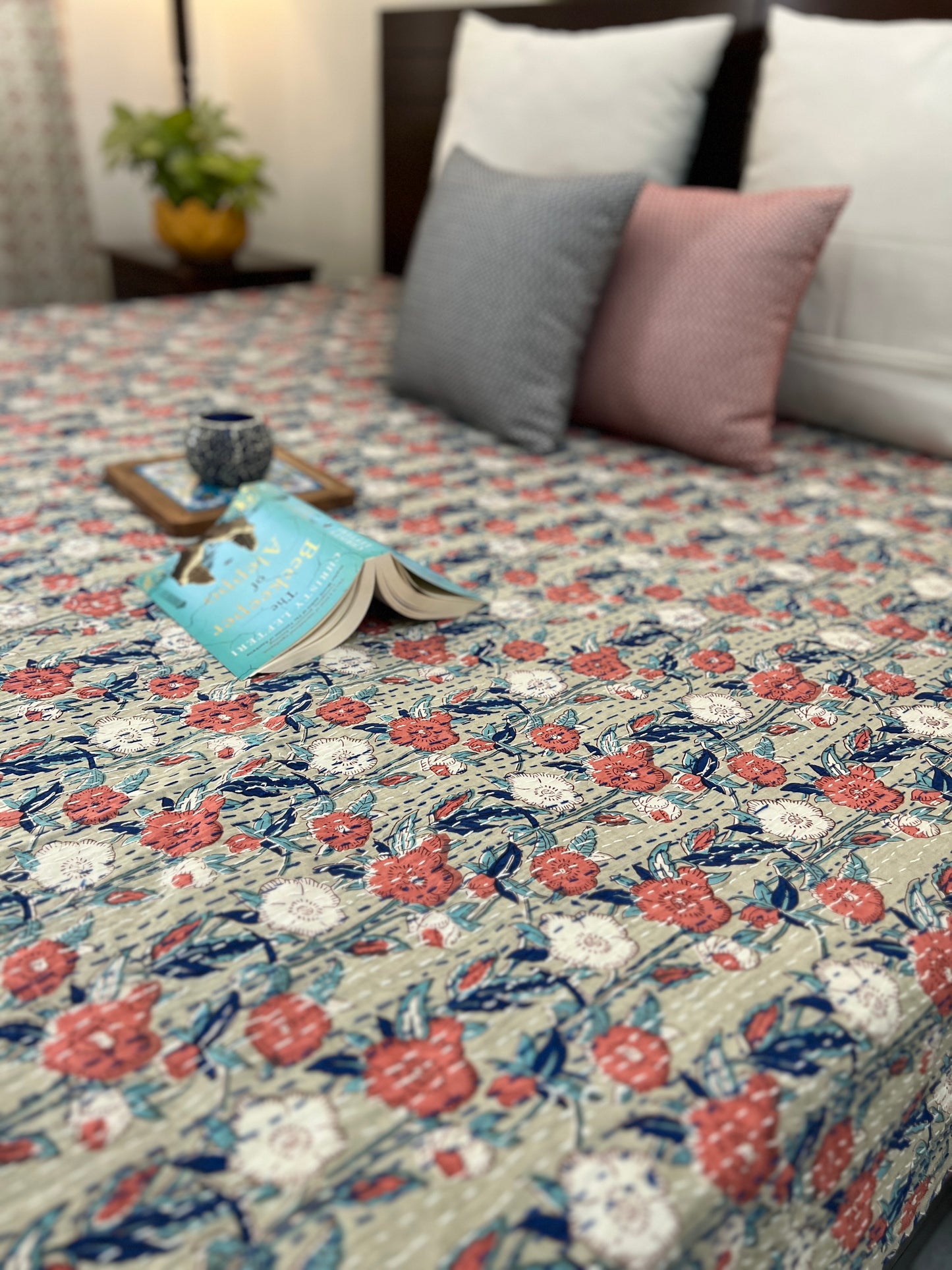 Kantha Bedcover | King Size | 90*108 Inches | Serene Meadow
