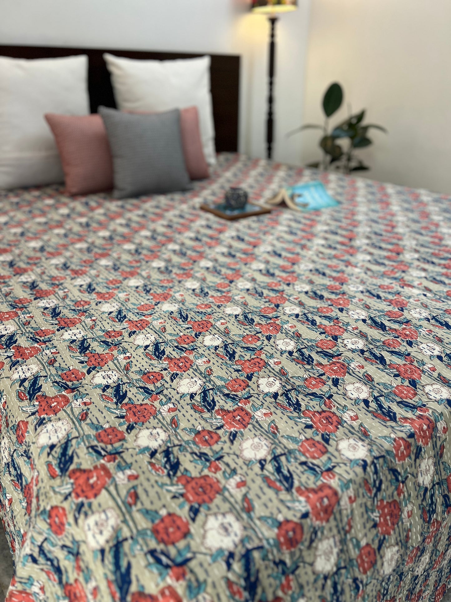 Kantha Bedcover | King Size | 90*108 Inches | Serene Meadow