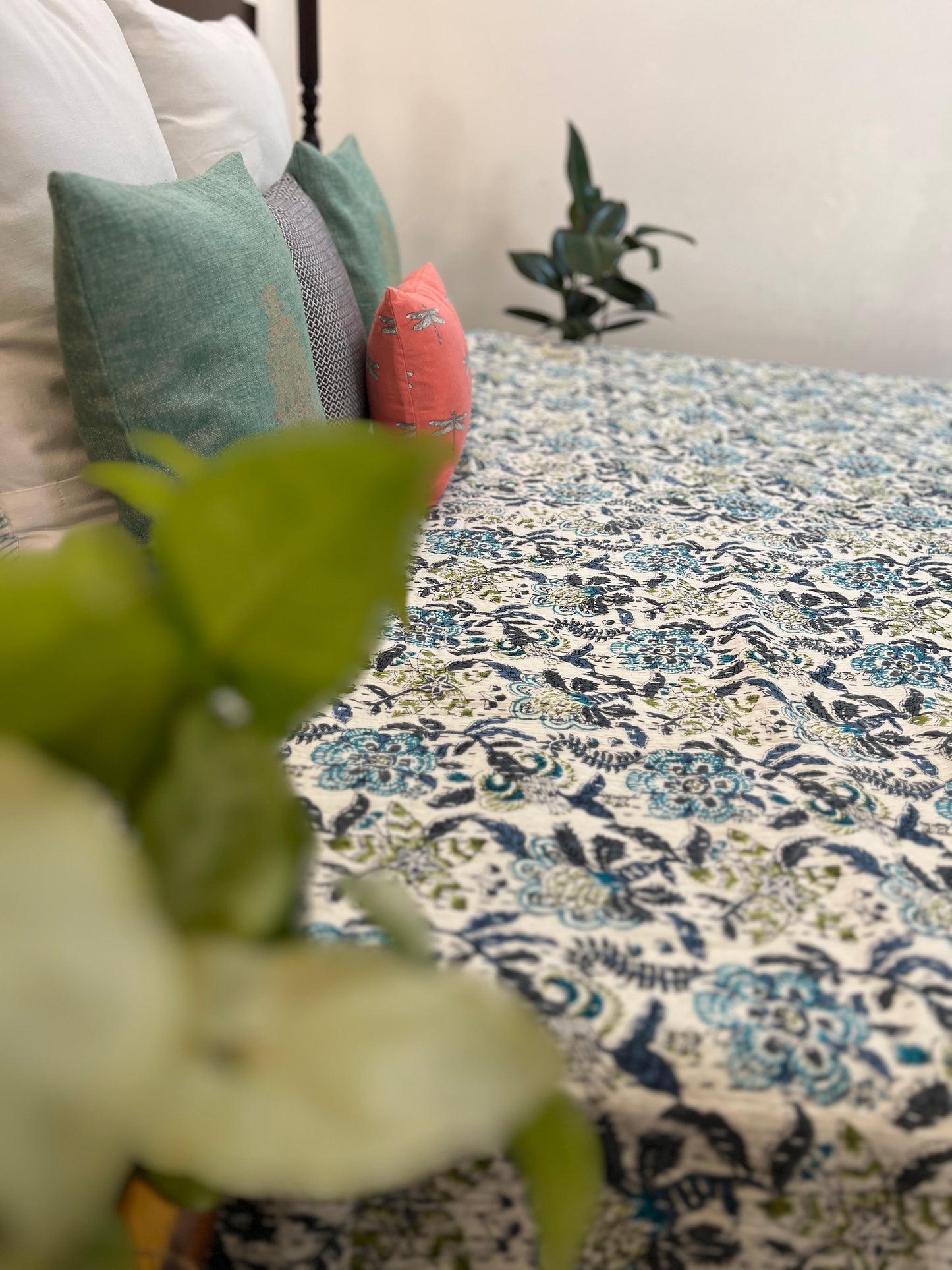 Kantha Bedcover | King Size | 90*108 Inches | Floral Symphony