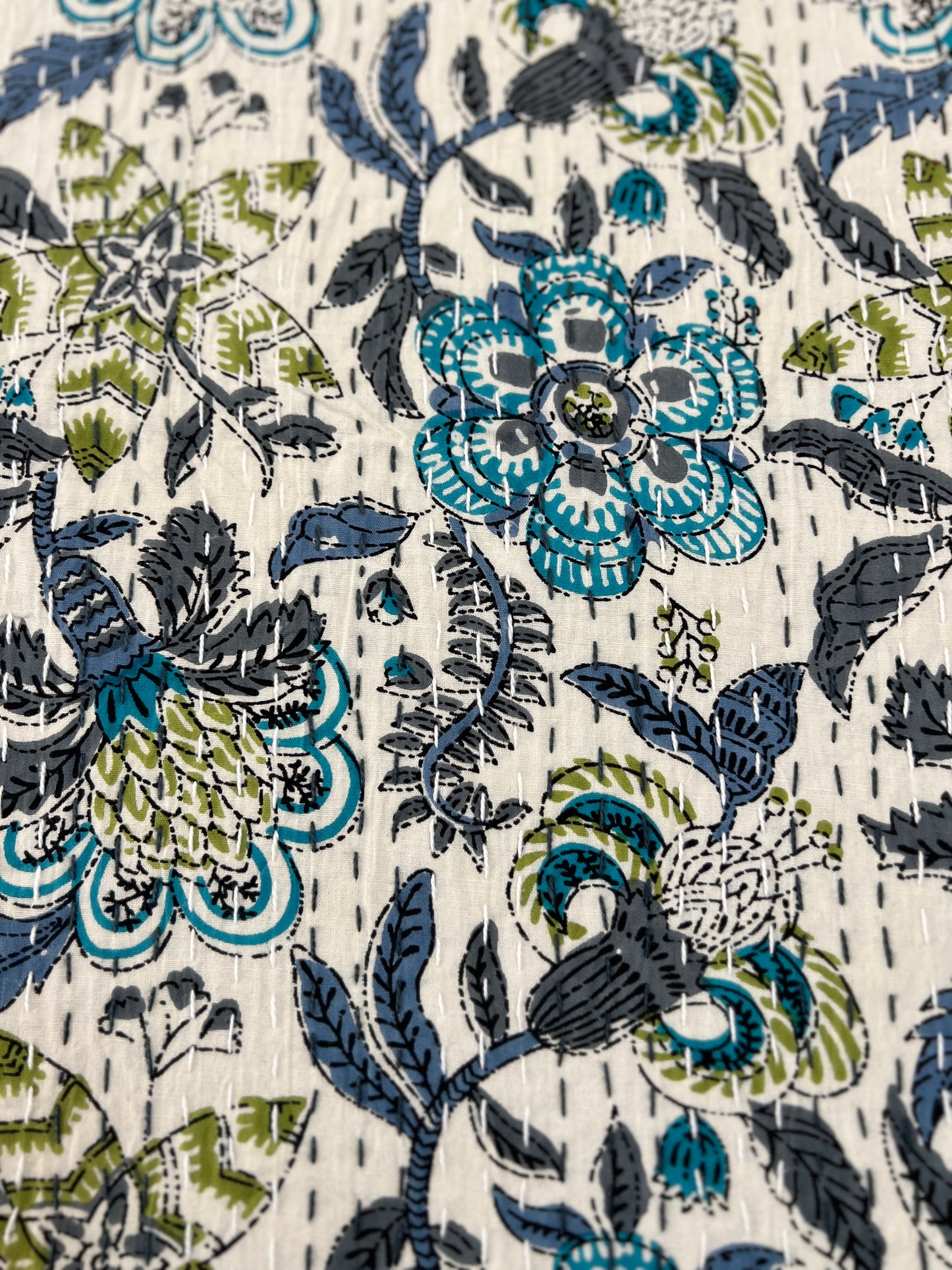 Kantha Bedcover | King Size | 90*108 Inches | Floral Symphony