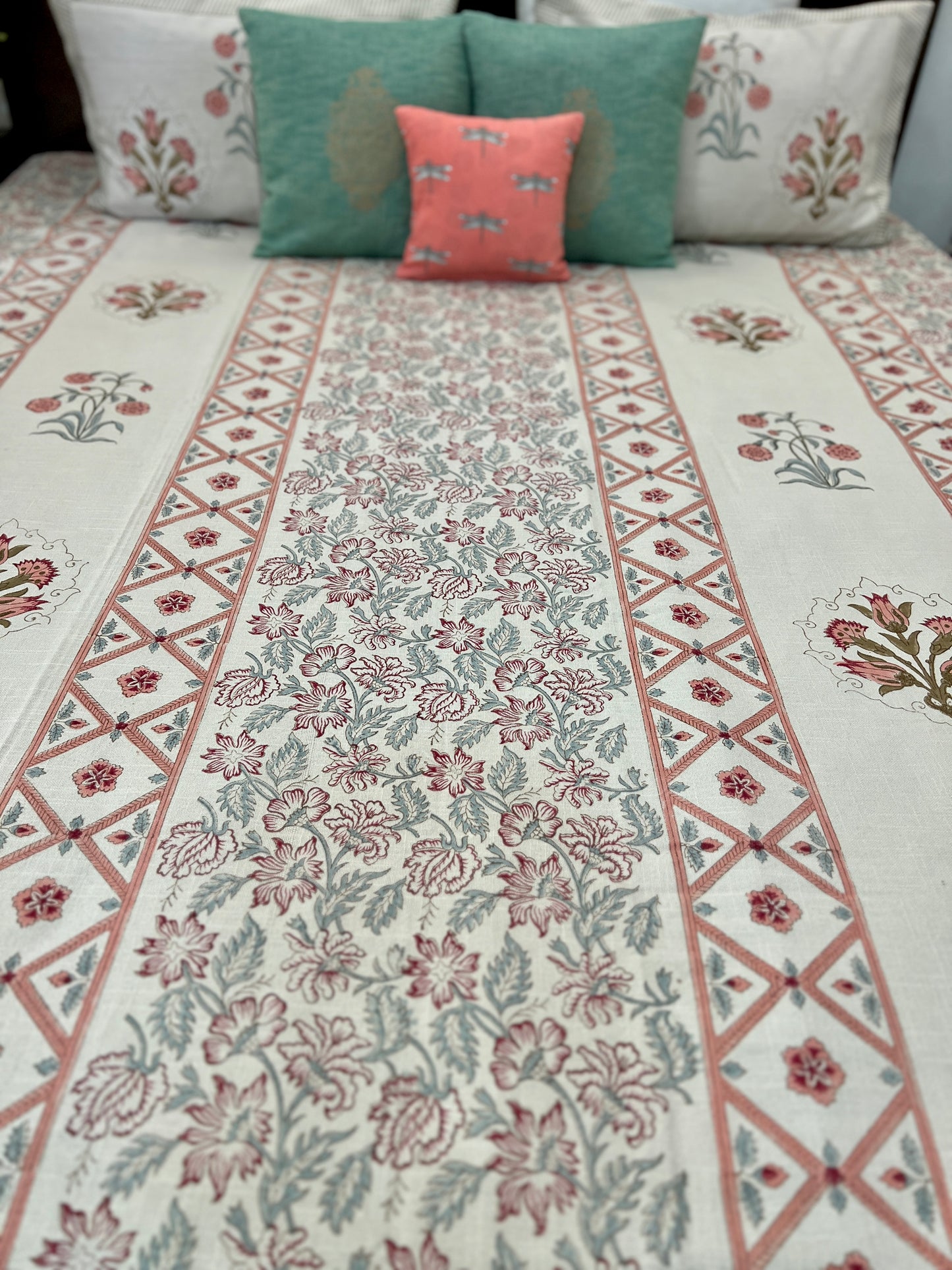 Slub Cotton Bedcover | King Size | Hand Block | 90*108 Inches | Vintage Charm