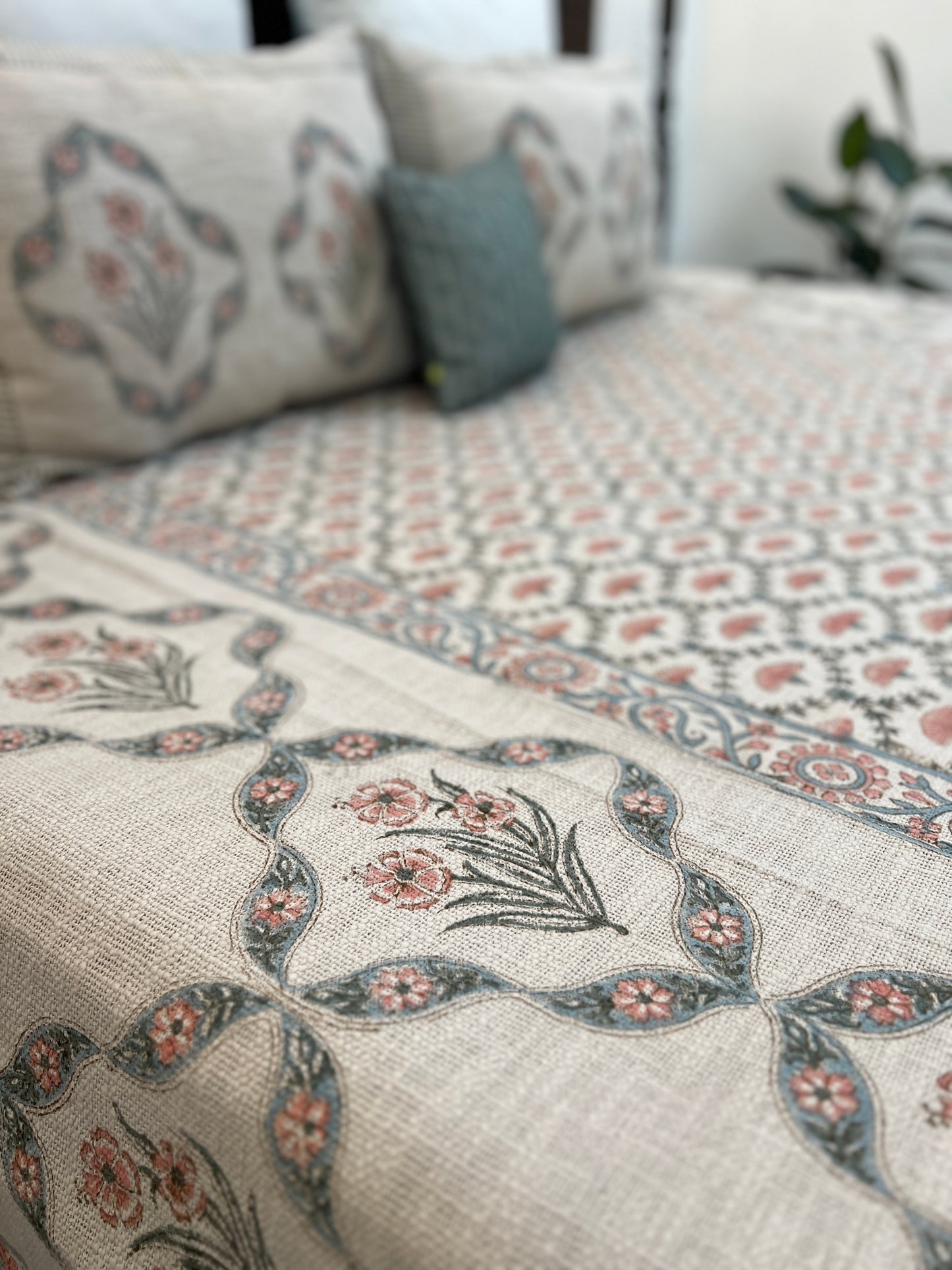 TNT Bedcover | King Size | Hand Block | Meadow Mist