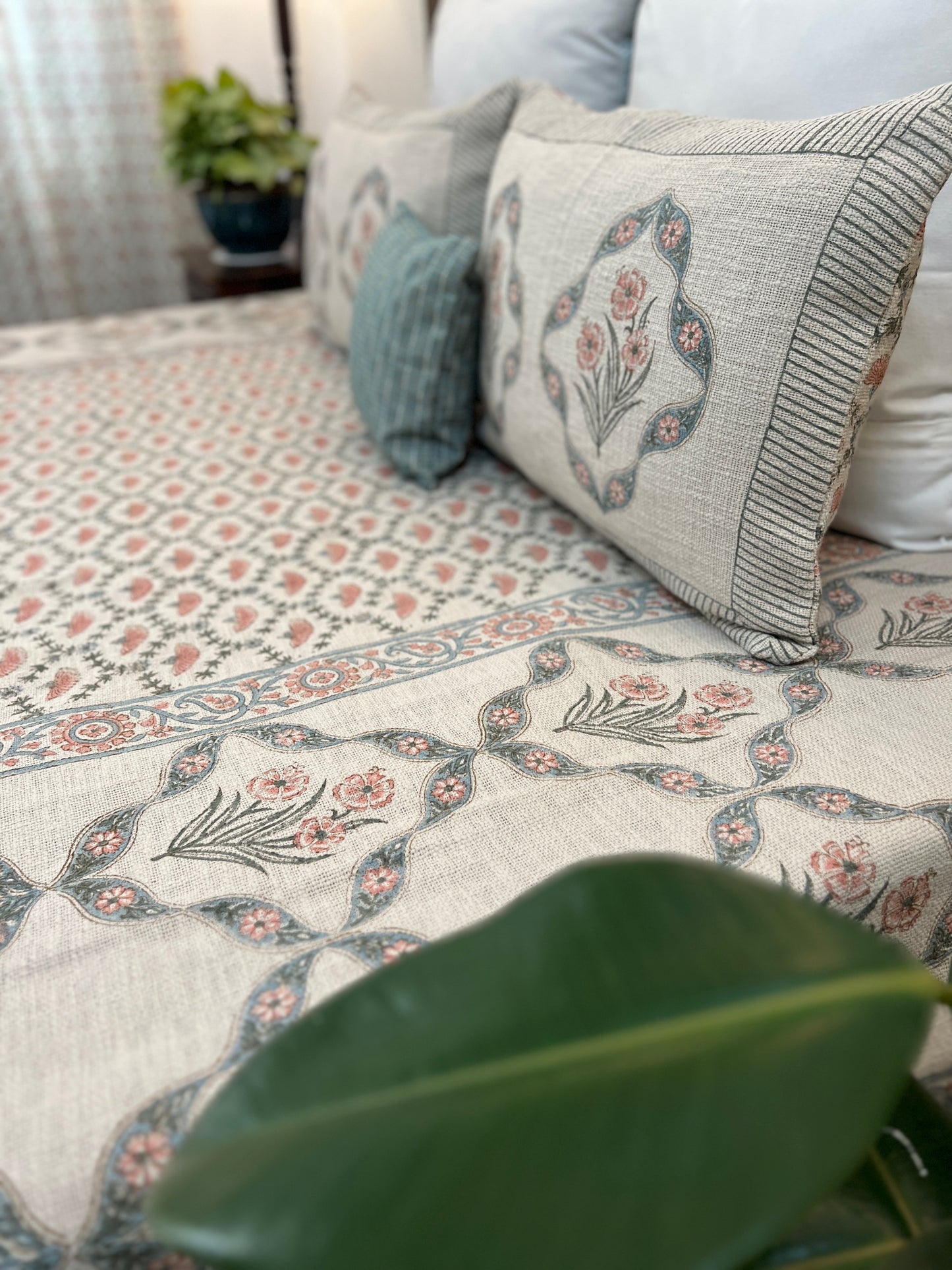 TNT Bedcover | King Size | Hand Block | Meadow Mist