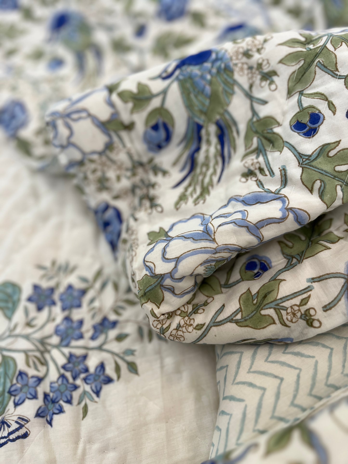 Reversible Hand Block Quilt | Single size | 60*90 Inches | Enchanting Vines