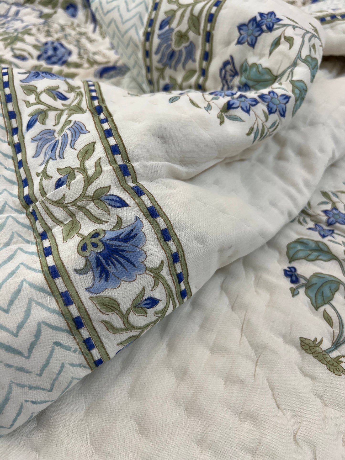 Reversible Hand Block Quilt | Single size | 60*90 Inches | Enchanting Vines