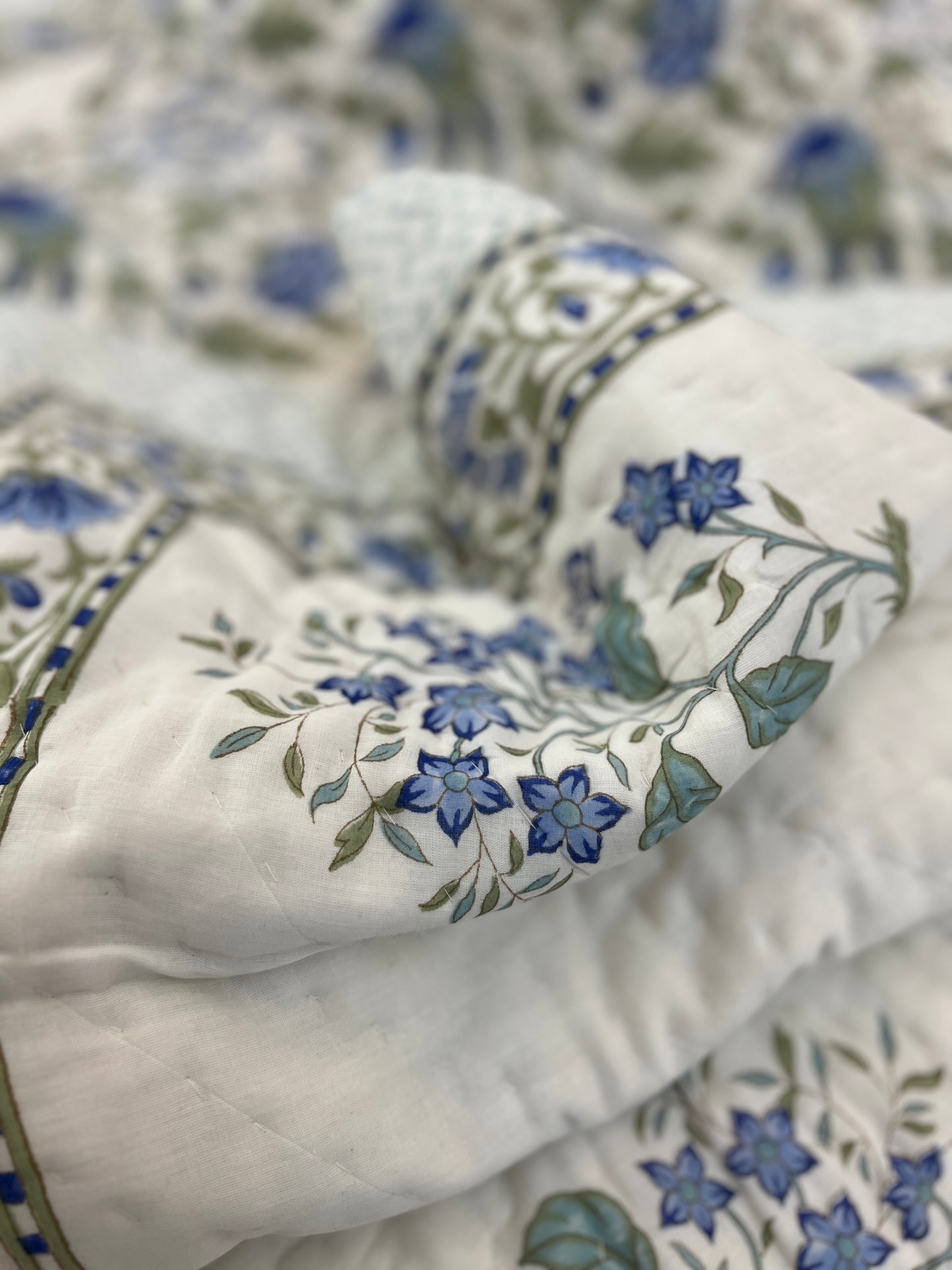 Reversible Hand Block Quilt | Single size | 60*90 Inches | Enchanting Vines