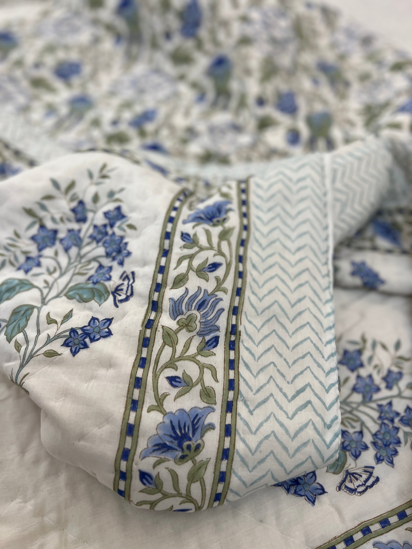 Reversible Hand Block Quilt | Single size | 60*90 Inches | Enchanting Vines